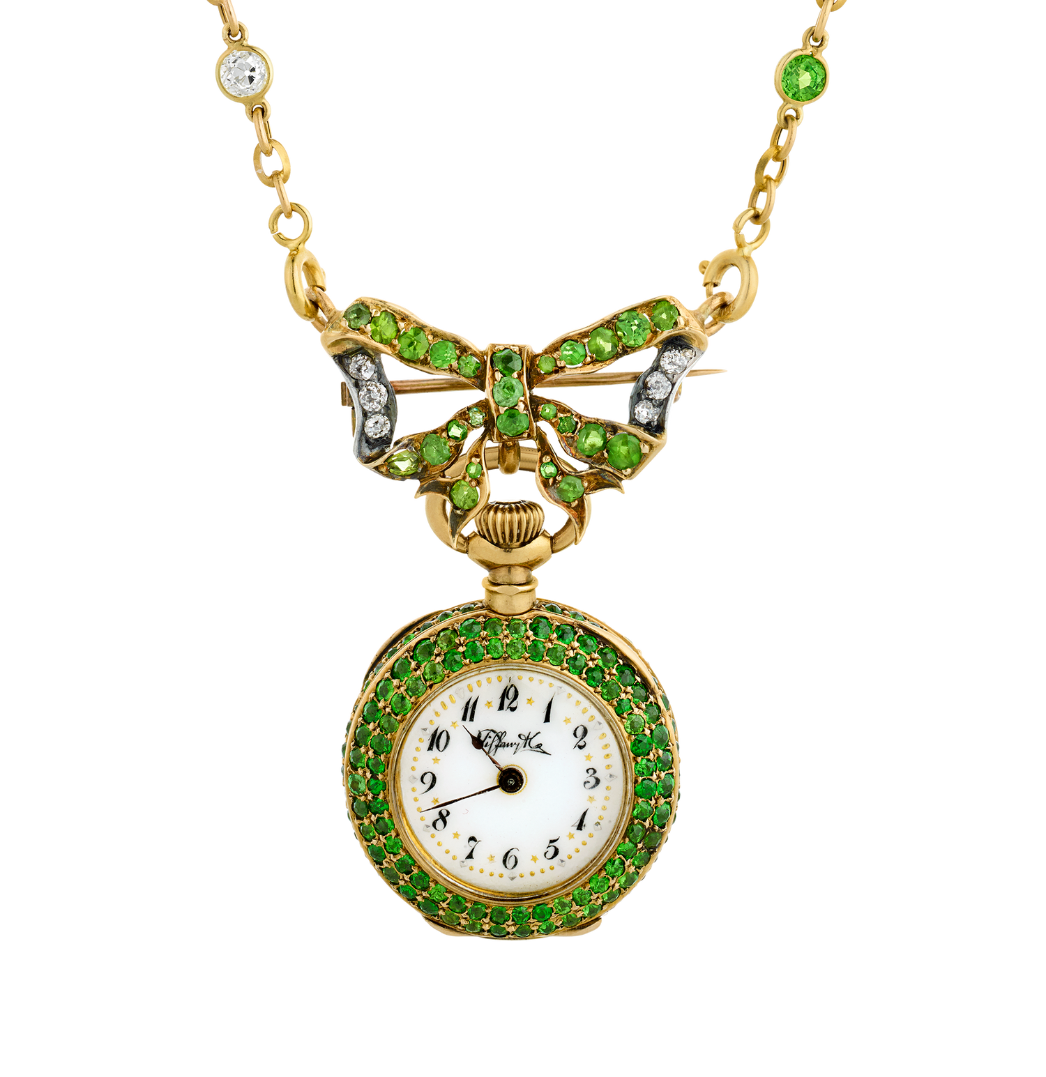 Tiffany & Co. Demantoid Garnet Watch Necklace, 14.24 carats