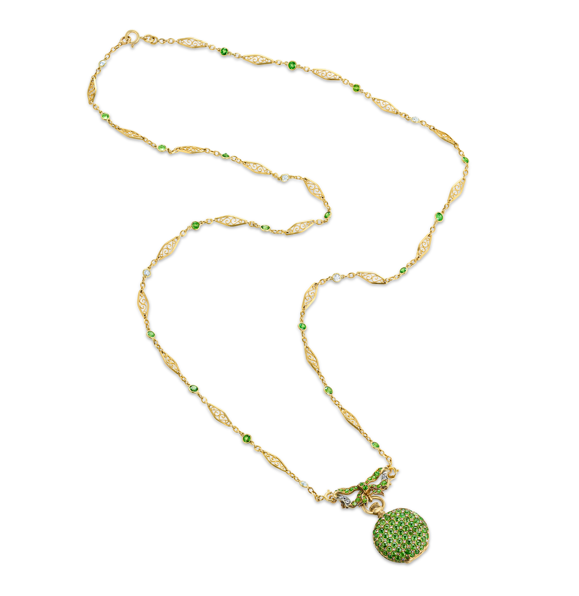 Tiffany & Co. Demantoid Garnet Watch Necklace, 14.24 carats