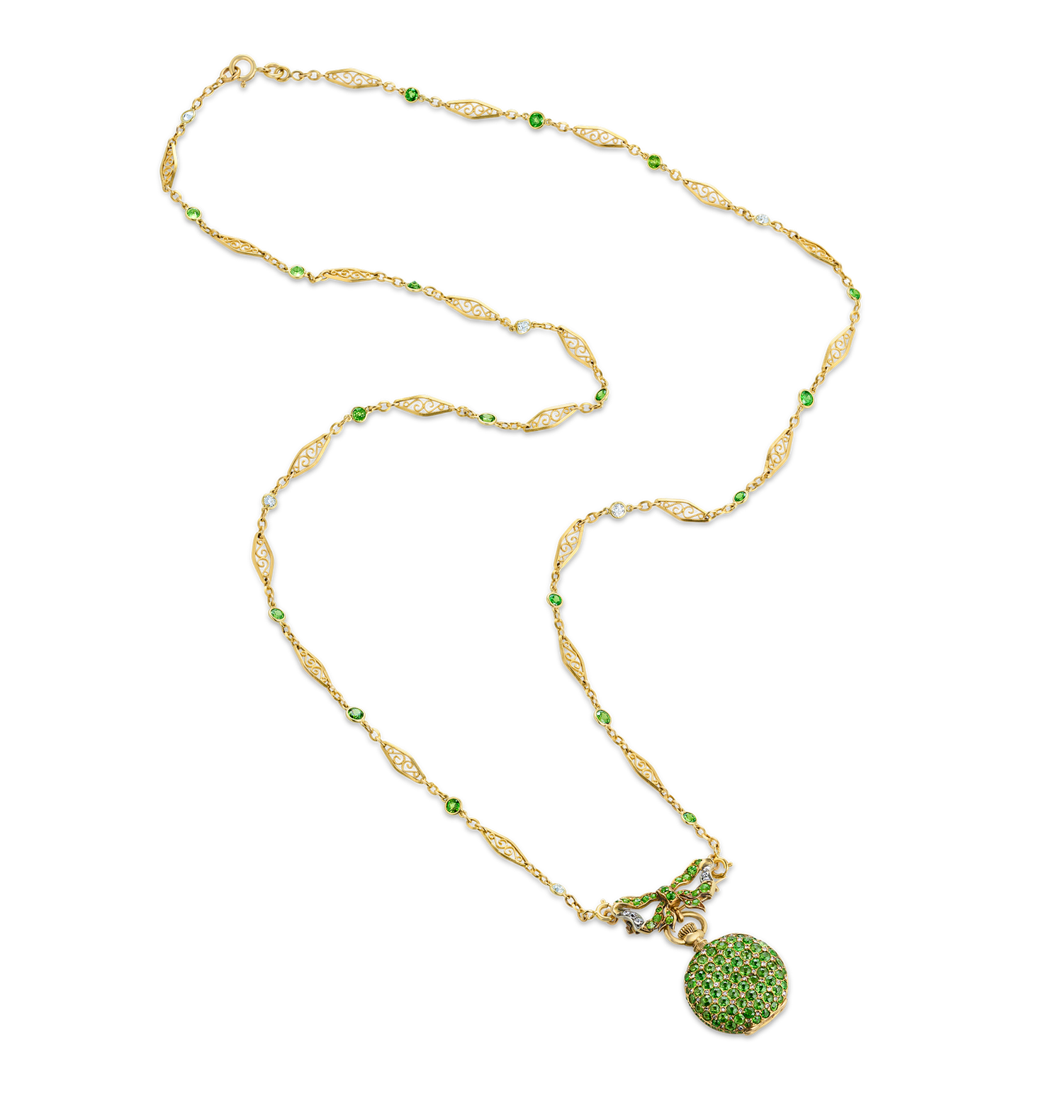 Tiffany & Co. Demantoid Garnet Watch Necklace, 14.24 carats