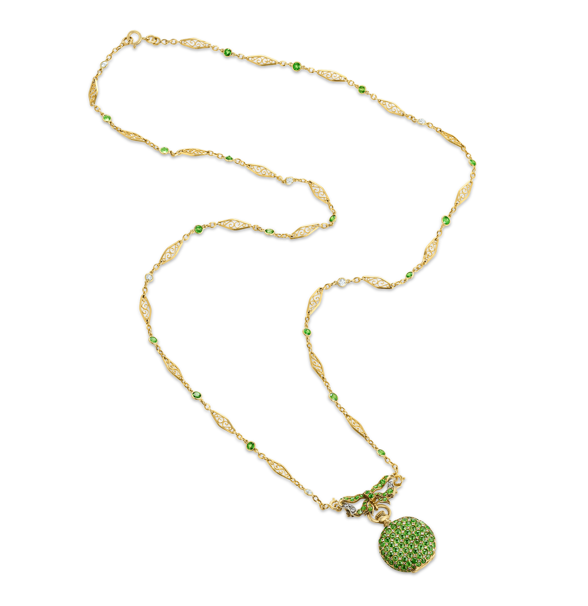 Tiffany & Co. Demantoid Garnet Watch Necklace, 14.25 Carats