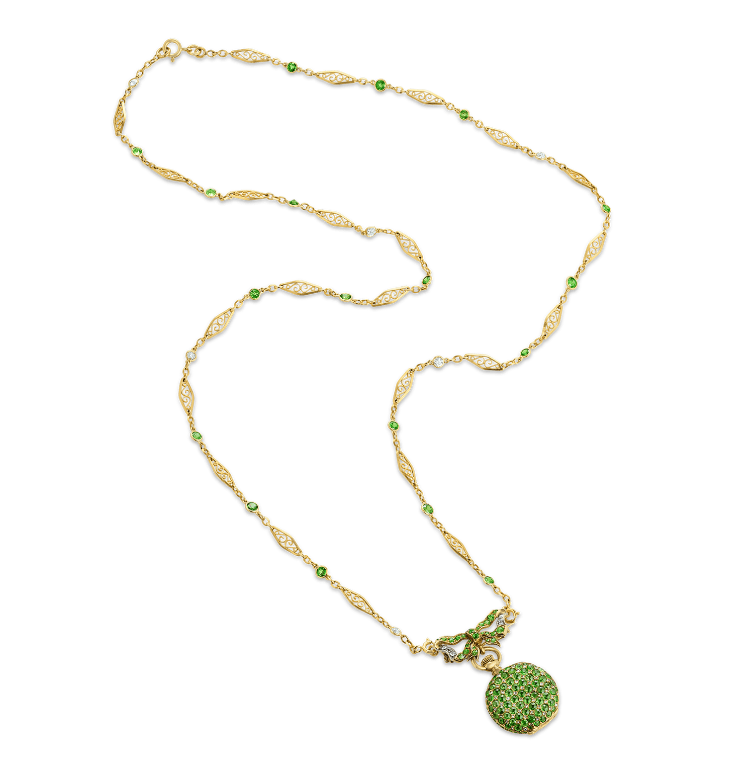 Tiffany & Co. Demantoid Garnet Watch Necklace, 14.25 Carats