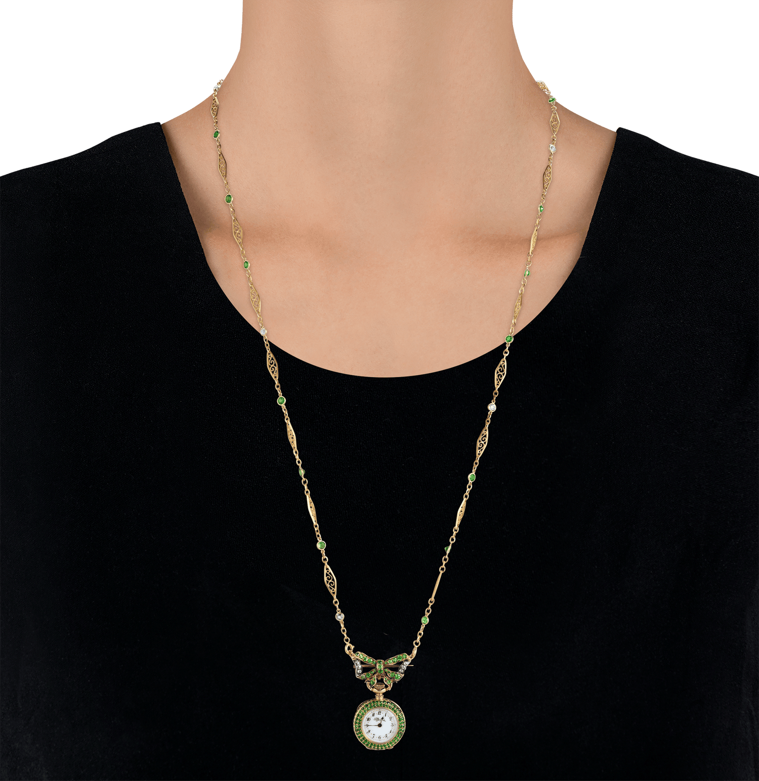 Tiffany & Co. Demantoid Garnet Watch Necklace, 14.25 Carats