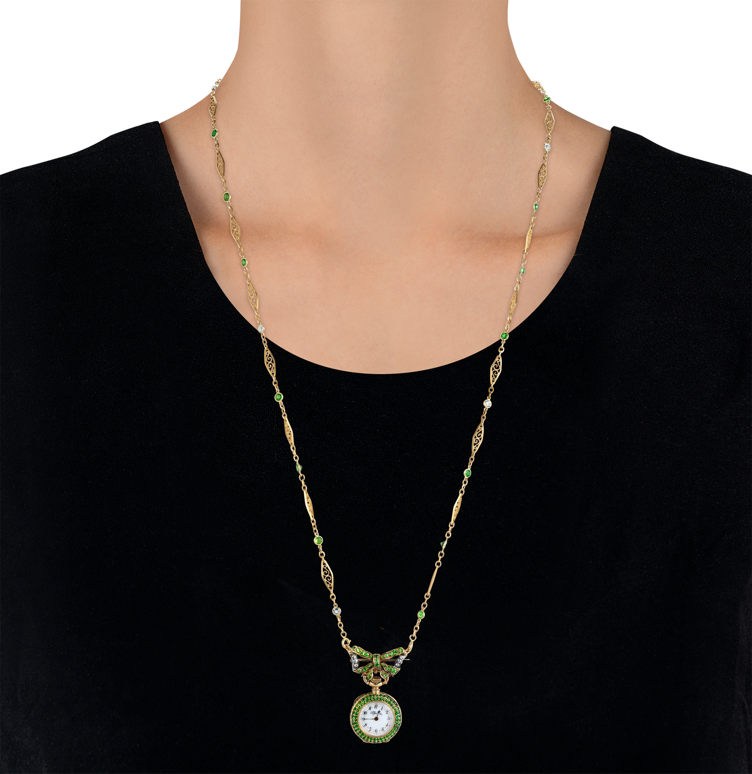 Tiffany & Co. Demantoid Garnet Watch Necklace, 14.24 carats