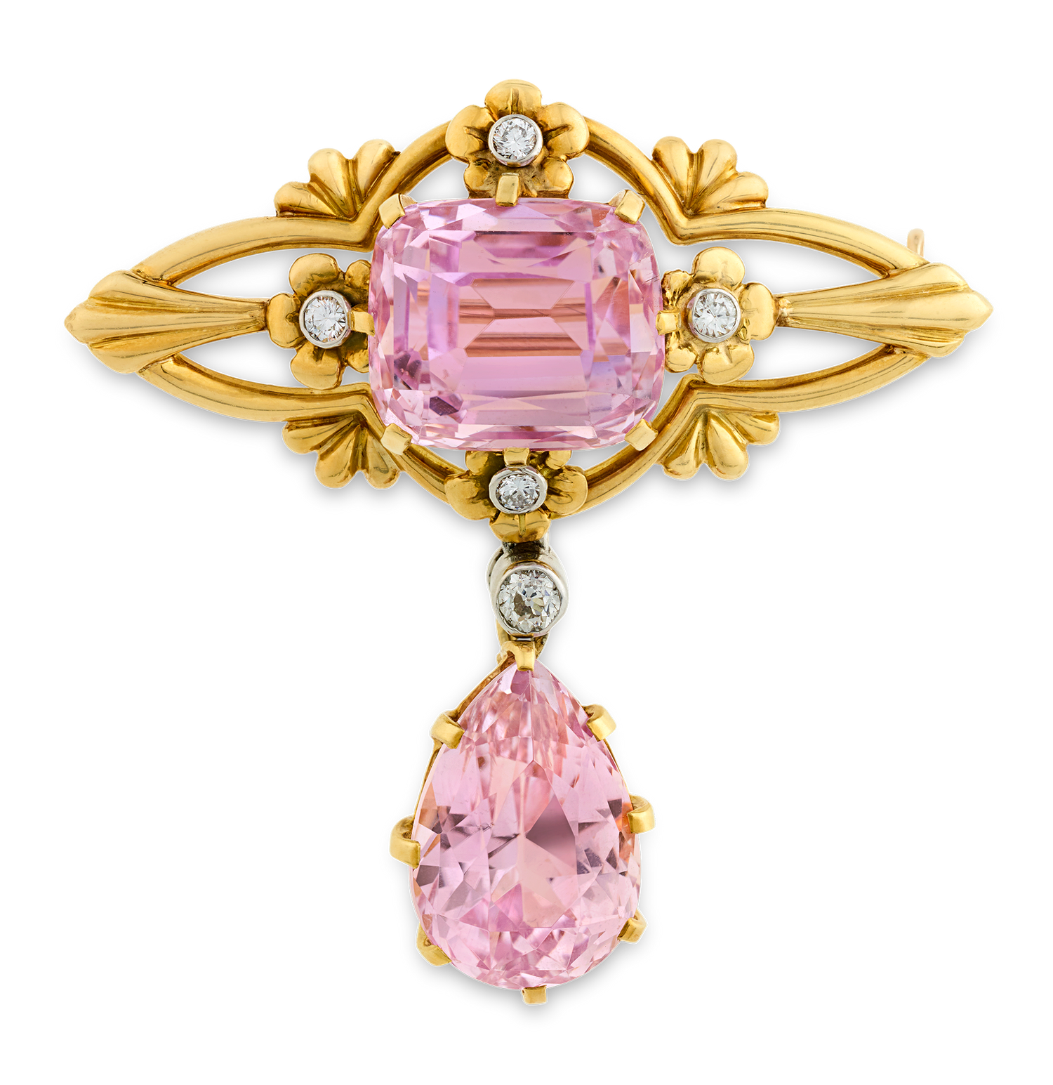 Louis Comfort Tiffany Kunzite Brooch, 17.25 Carats