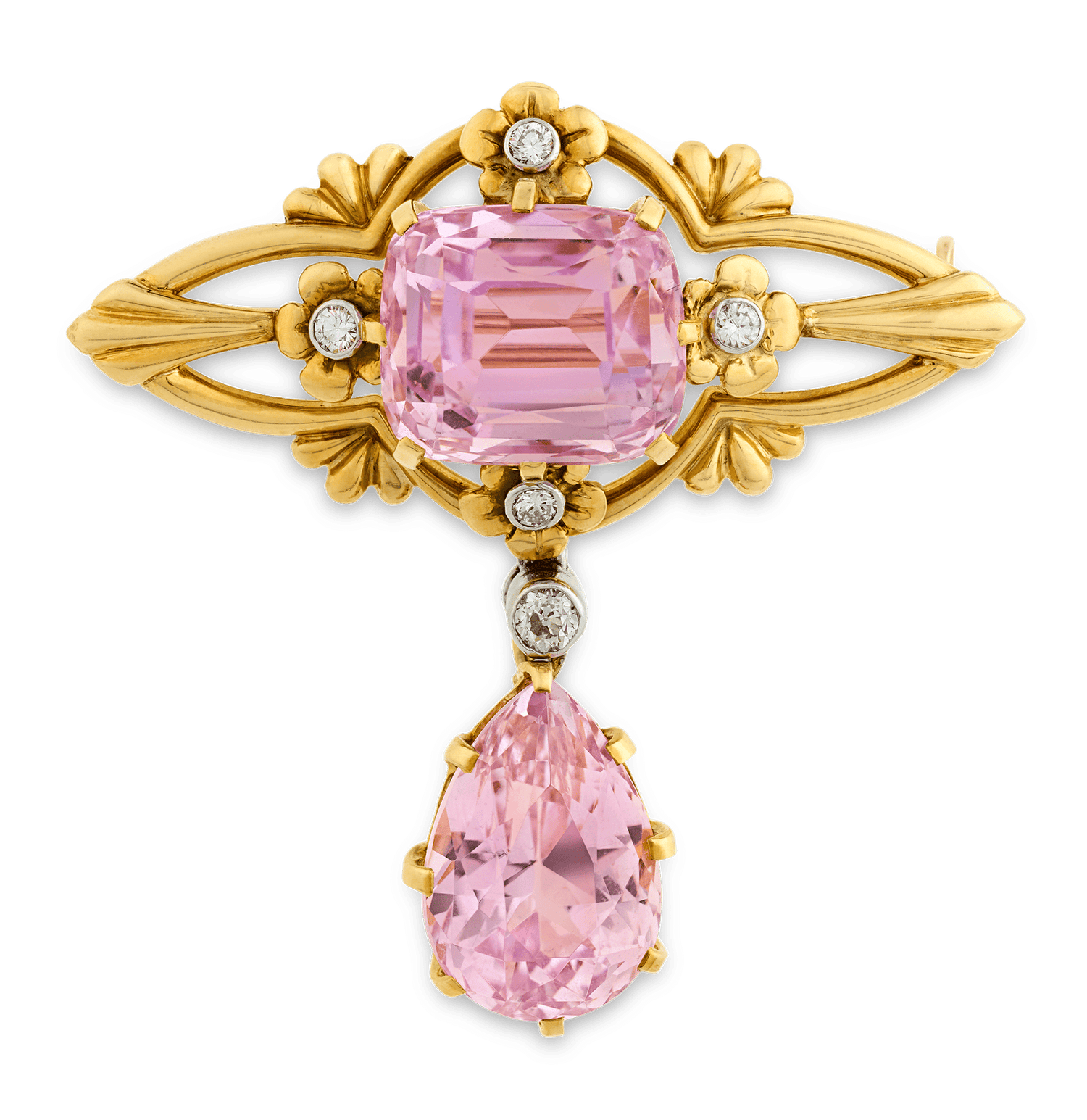 Louis Comfort Tiffany Kunzite Brooch, 17.25 Carats