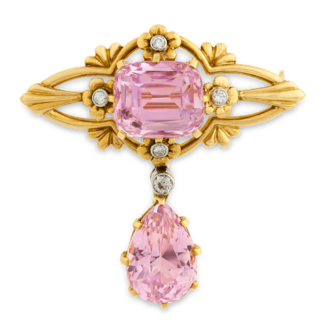 Louis Comfort Tiffany Kunzite Brooch, 17.25 Carats