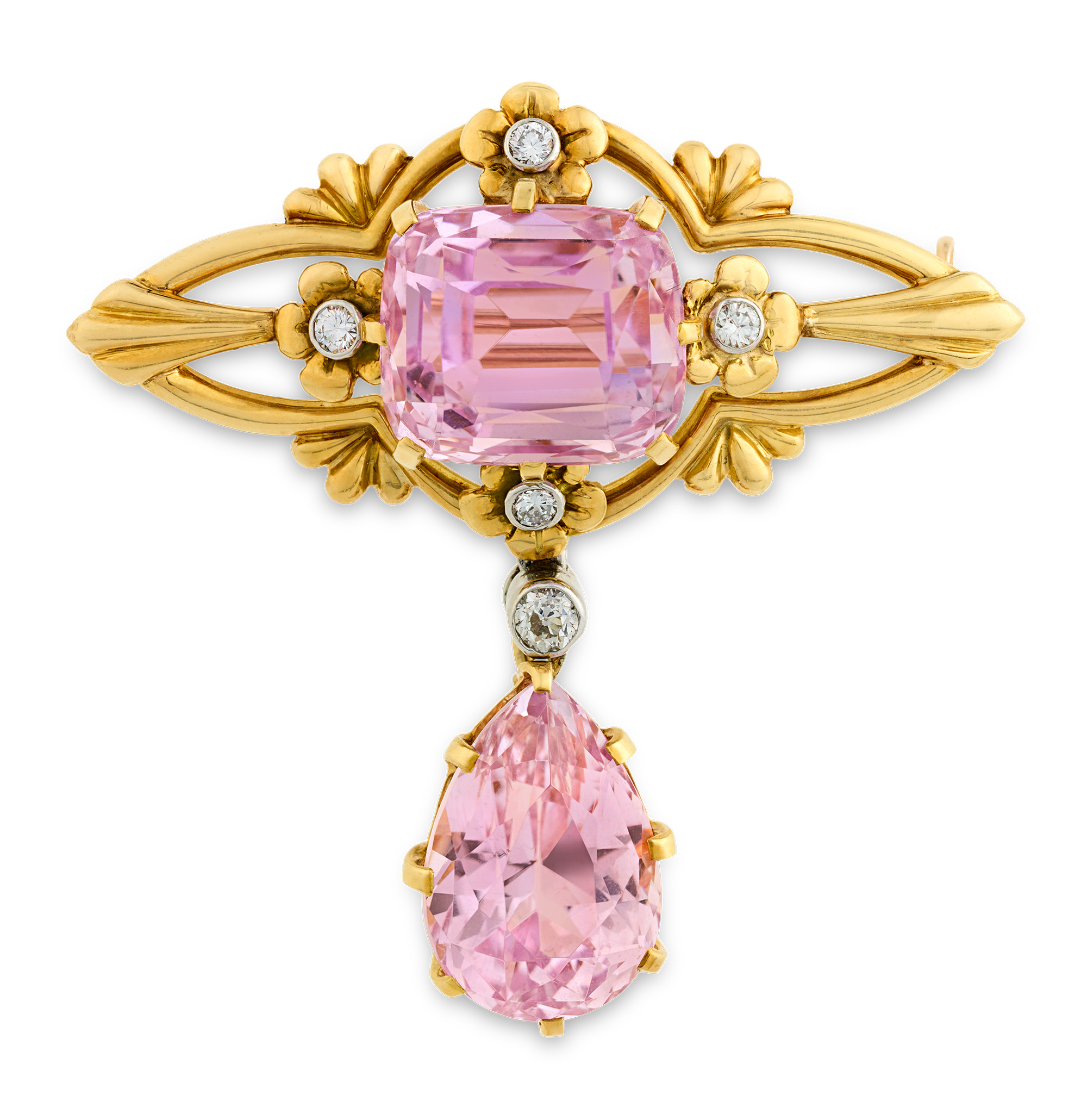 Louis Comfort Tiffany Kunzite Brooch, 17.25 Carats