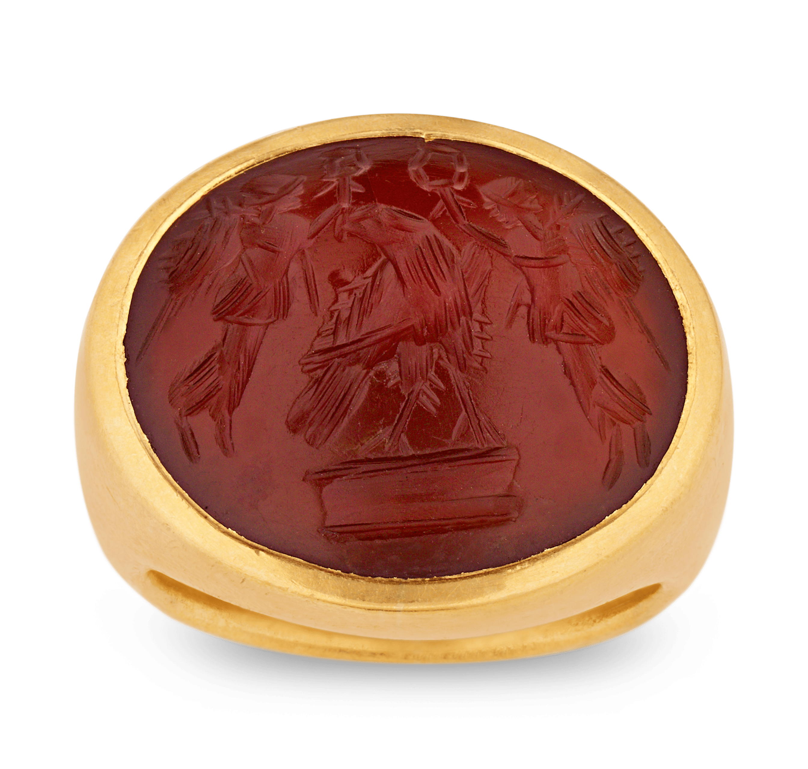 Roman Jupiter and Victoria Carnelian Intaglio Ring