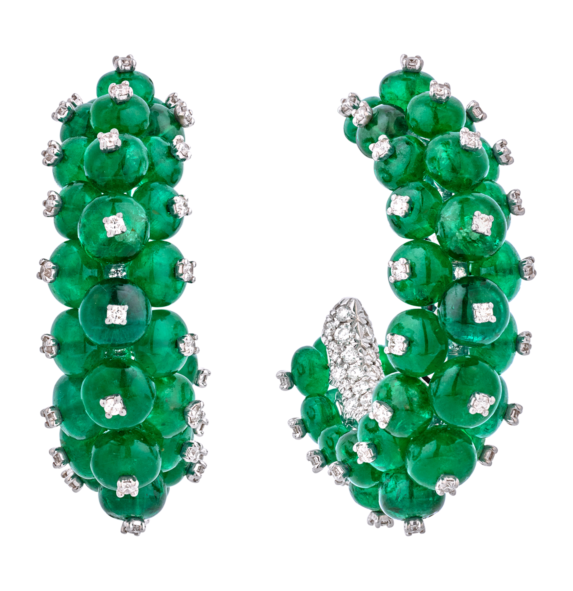 Emerald Bead Earrings, 28.10 carats