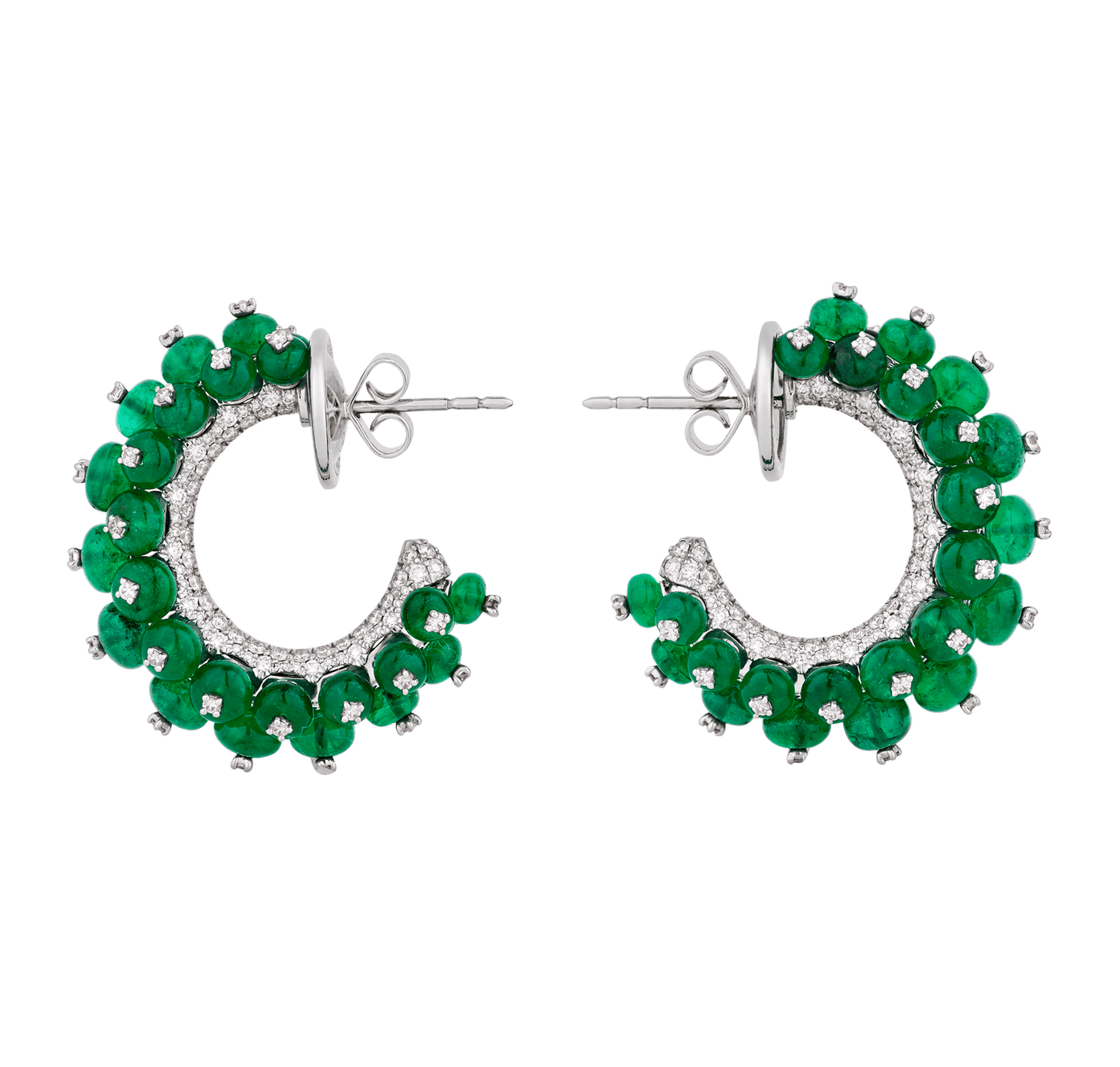 Emerald Bead Earrings, 28.10 carats