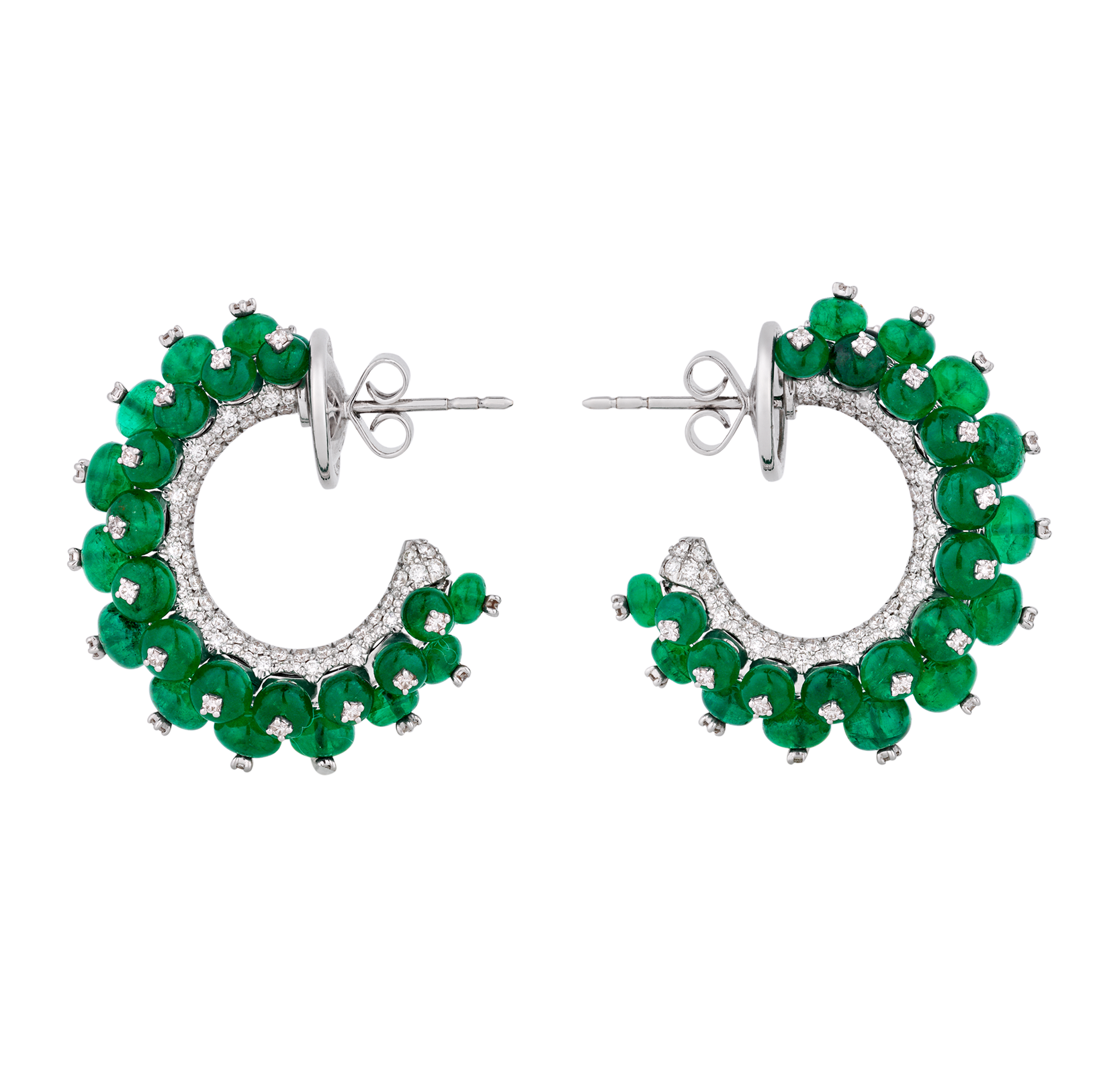 Emerald Bead Earrings, 28.10 carats