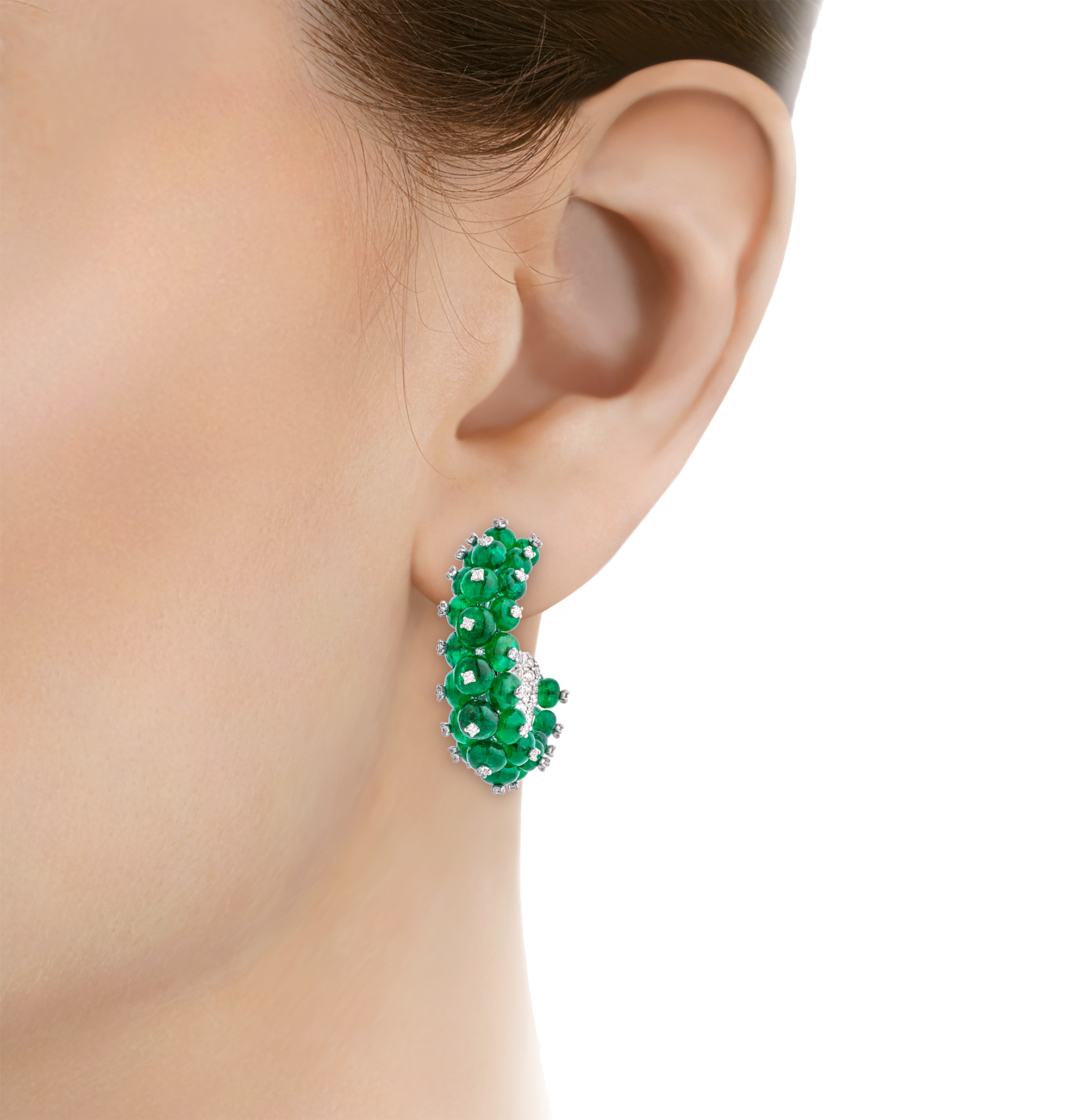 Emerald Bead Earrings, 28.10 carats