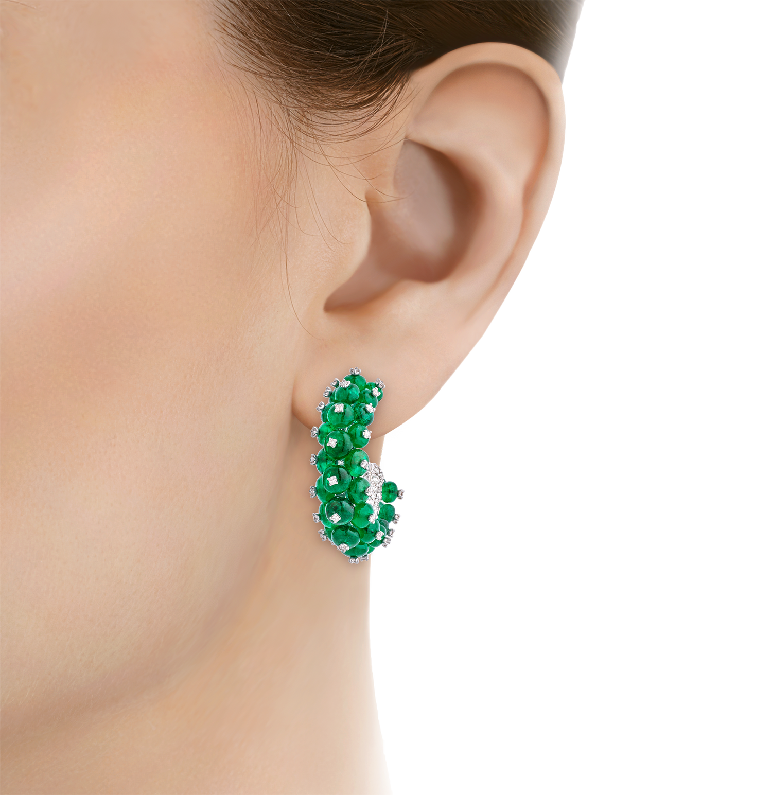 Emerald Bead Earrings, 28.10 carats