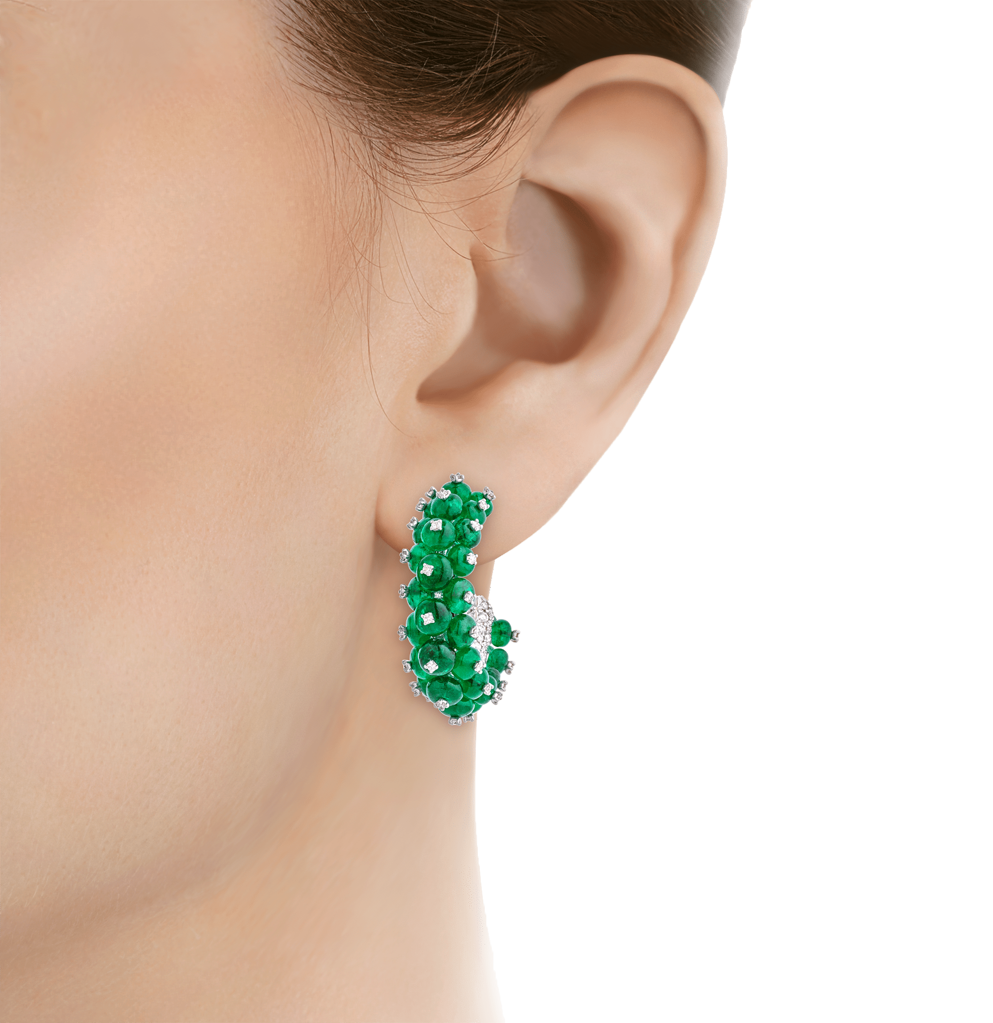 Emerald Bead Earrings, 28.10 carats