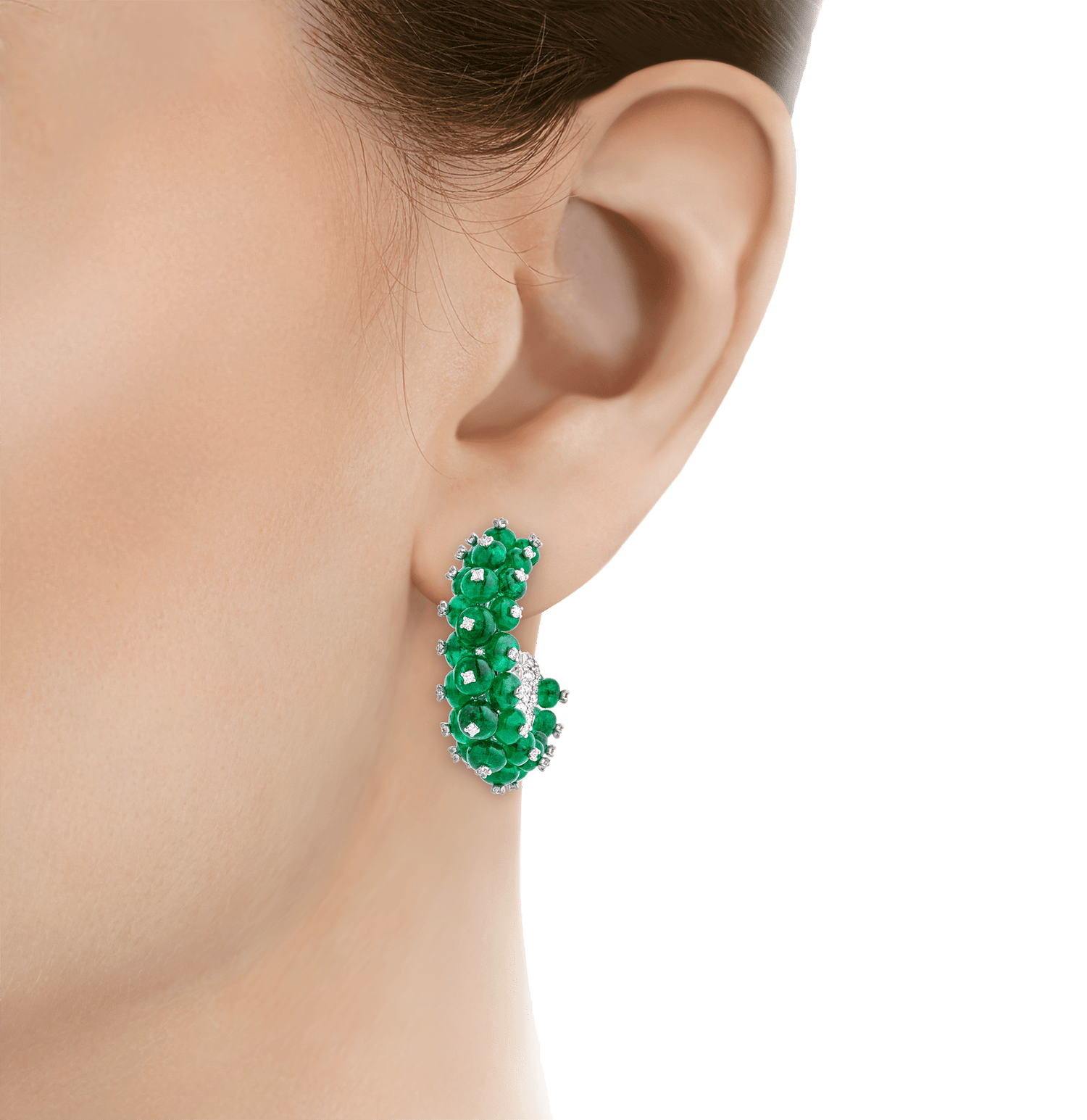 Emerald Bead Earrings, 28.10 carats