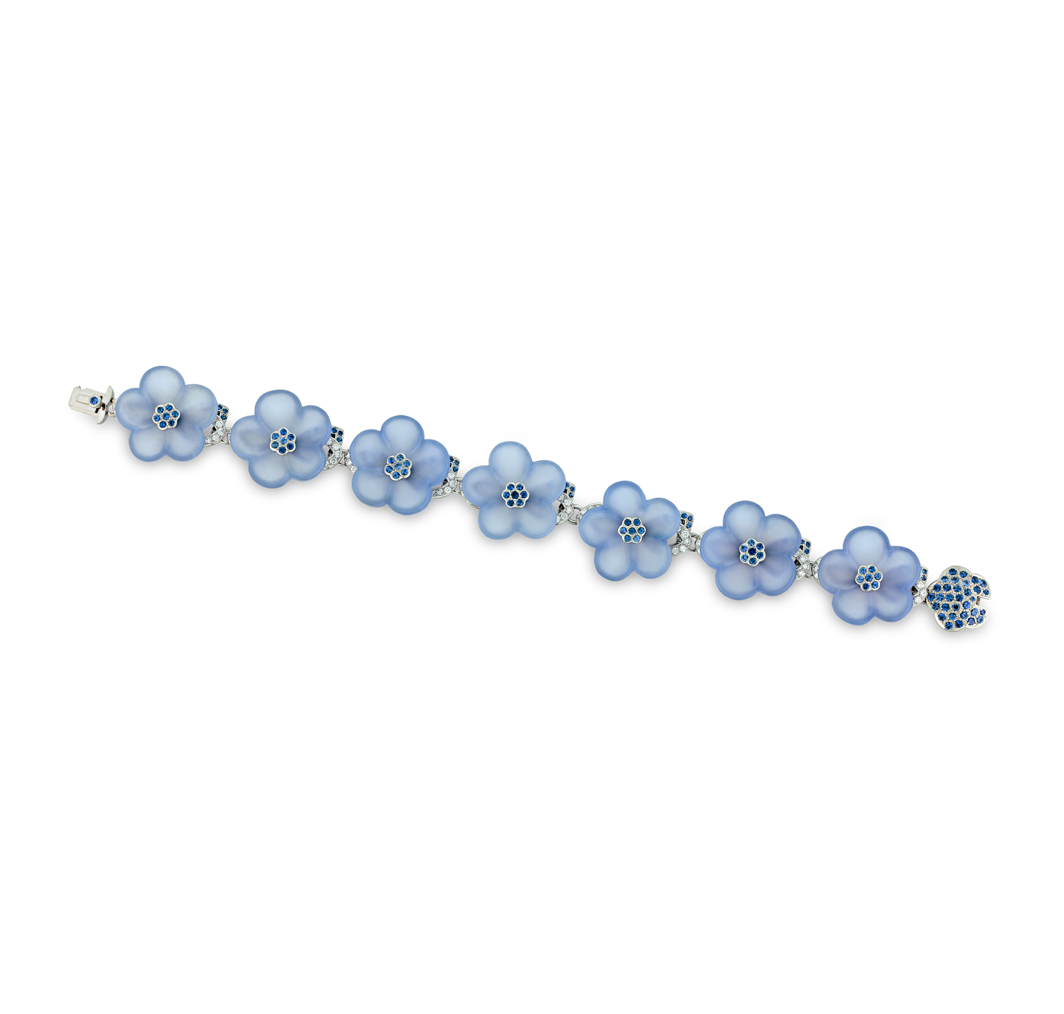 Tiffany & Co. Chalcedony and Blue Sapphire Flower Bracelet