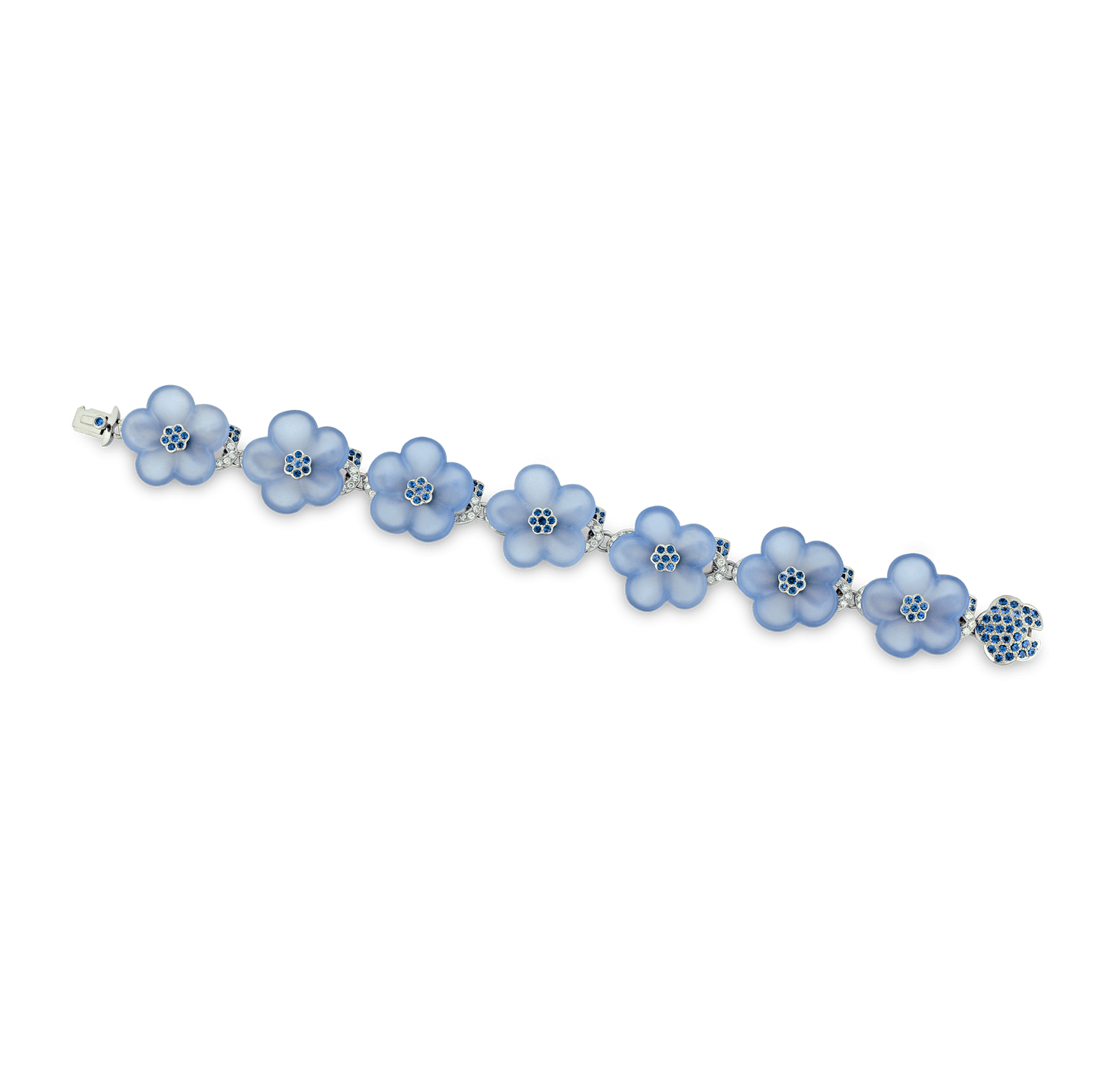 Tiffany Co. Chalcedony and Blue Sapphire Flower Bracelet M.S. Rau