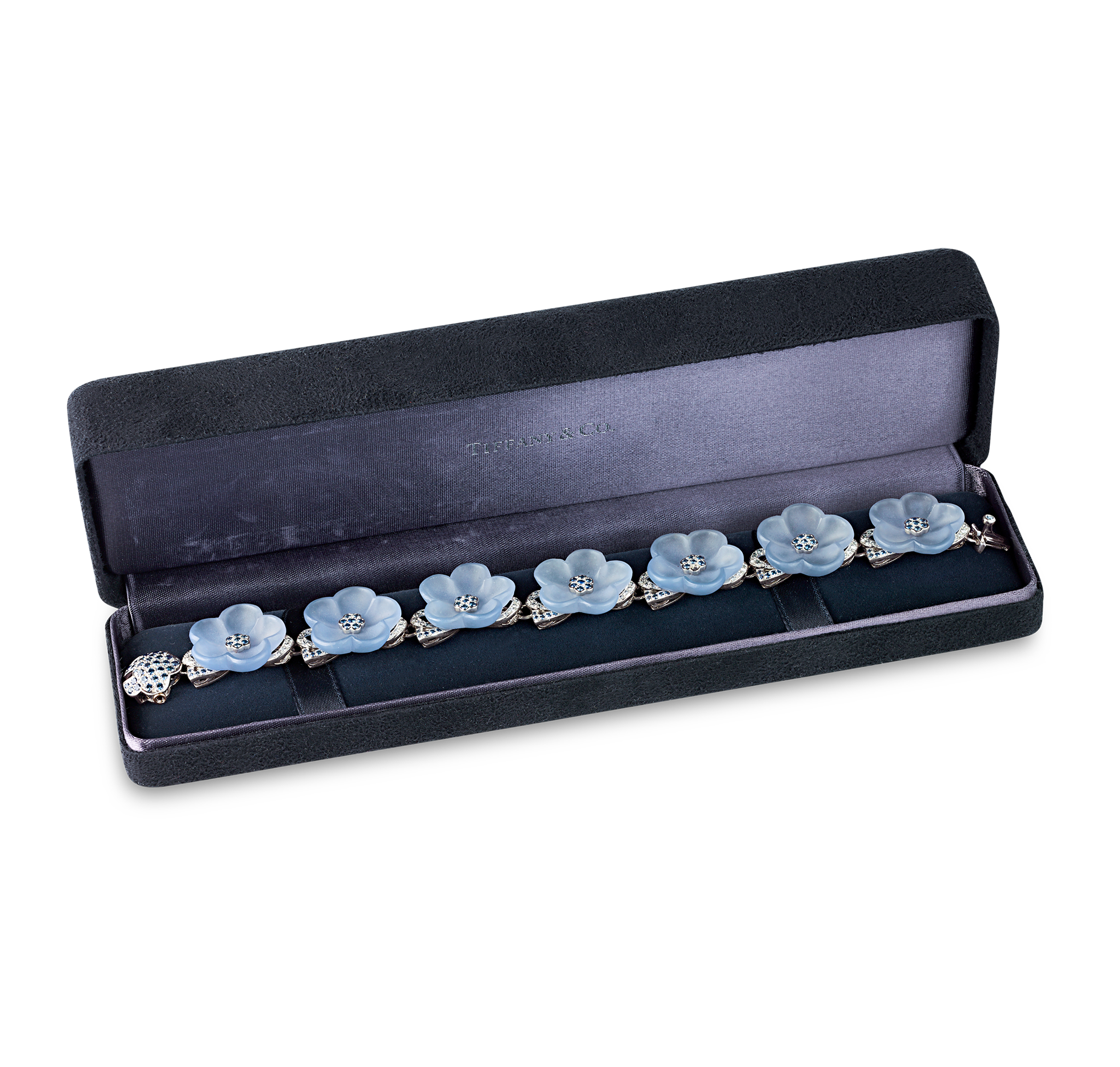 Tiffany & Co. Chalcedony and Blue Sapphire Flower Bracelet