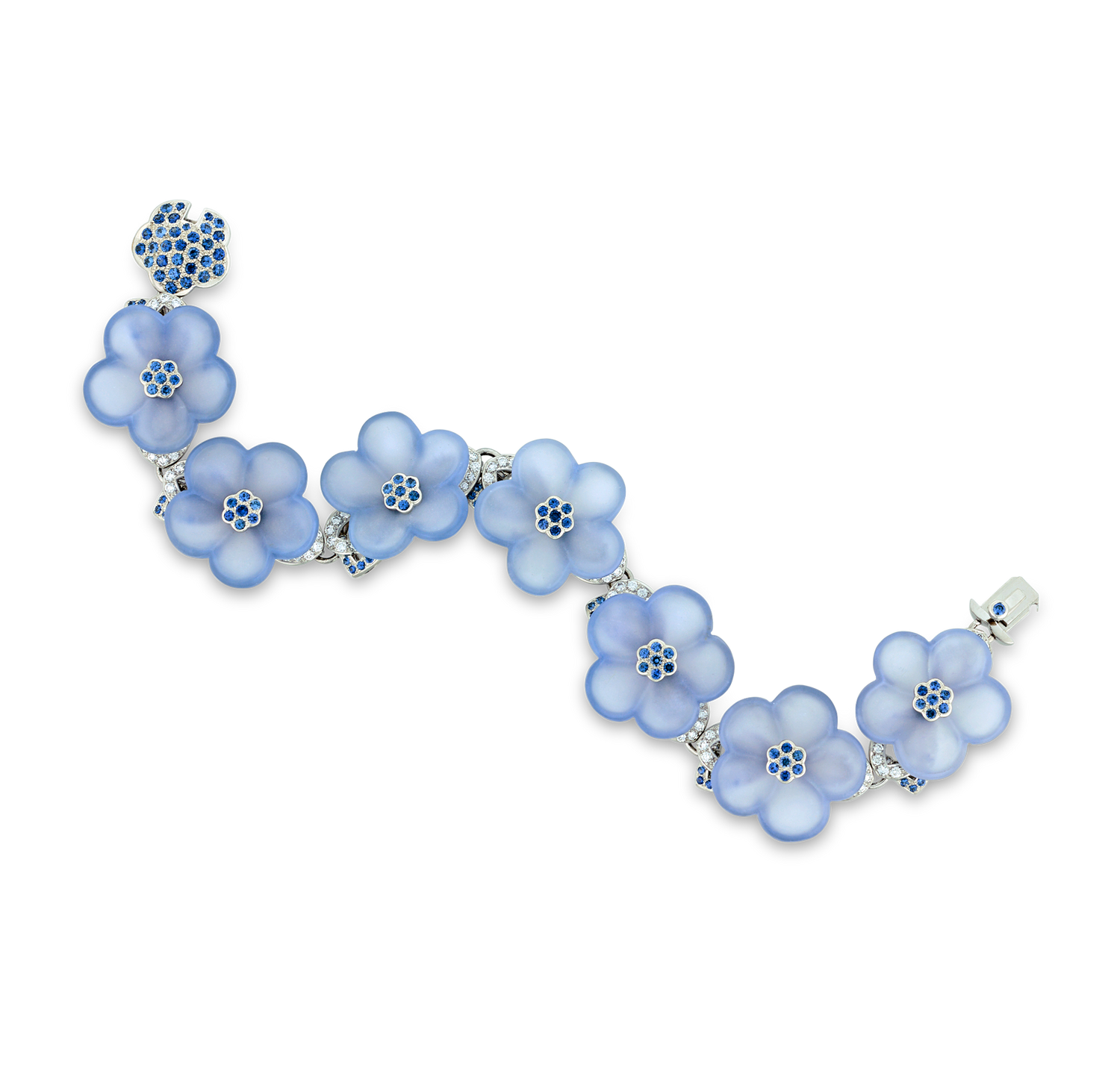 Tiffany & Co. Chalcedony and Blue Sapphire Flower Bracelet