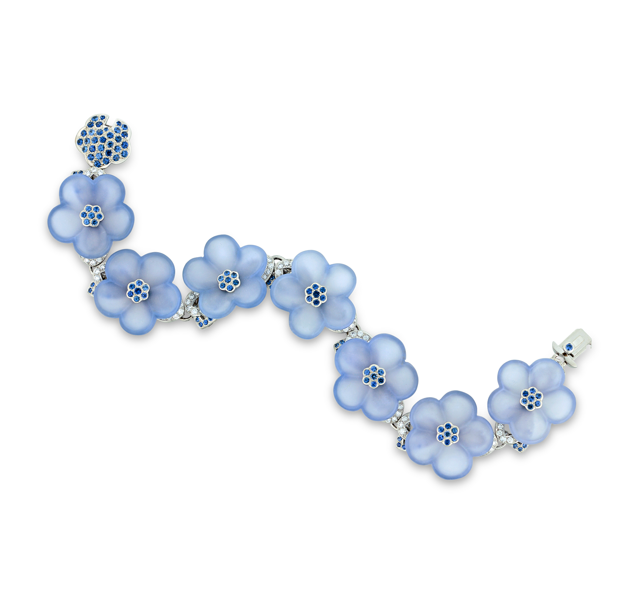 Tiffany & Co. Chalcedony and Blue Sapphire Flower Bracelet