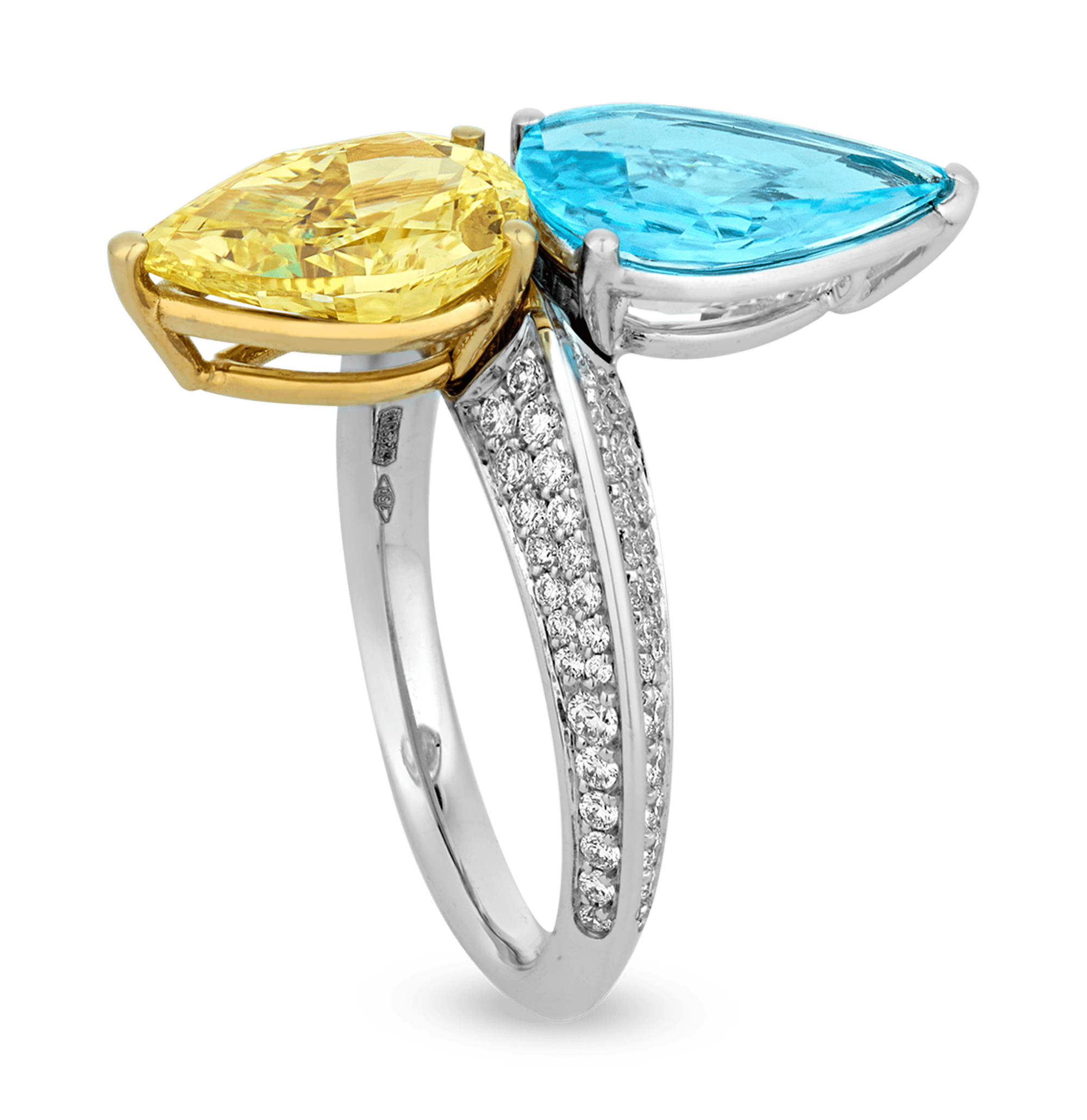 Paraiba Tourmaline and Yellow Diamond Ring | M.S. Rau Paraiba Tourmaline and Yellow Diamond Ring | M.S. Rau