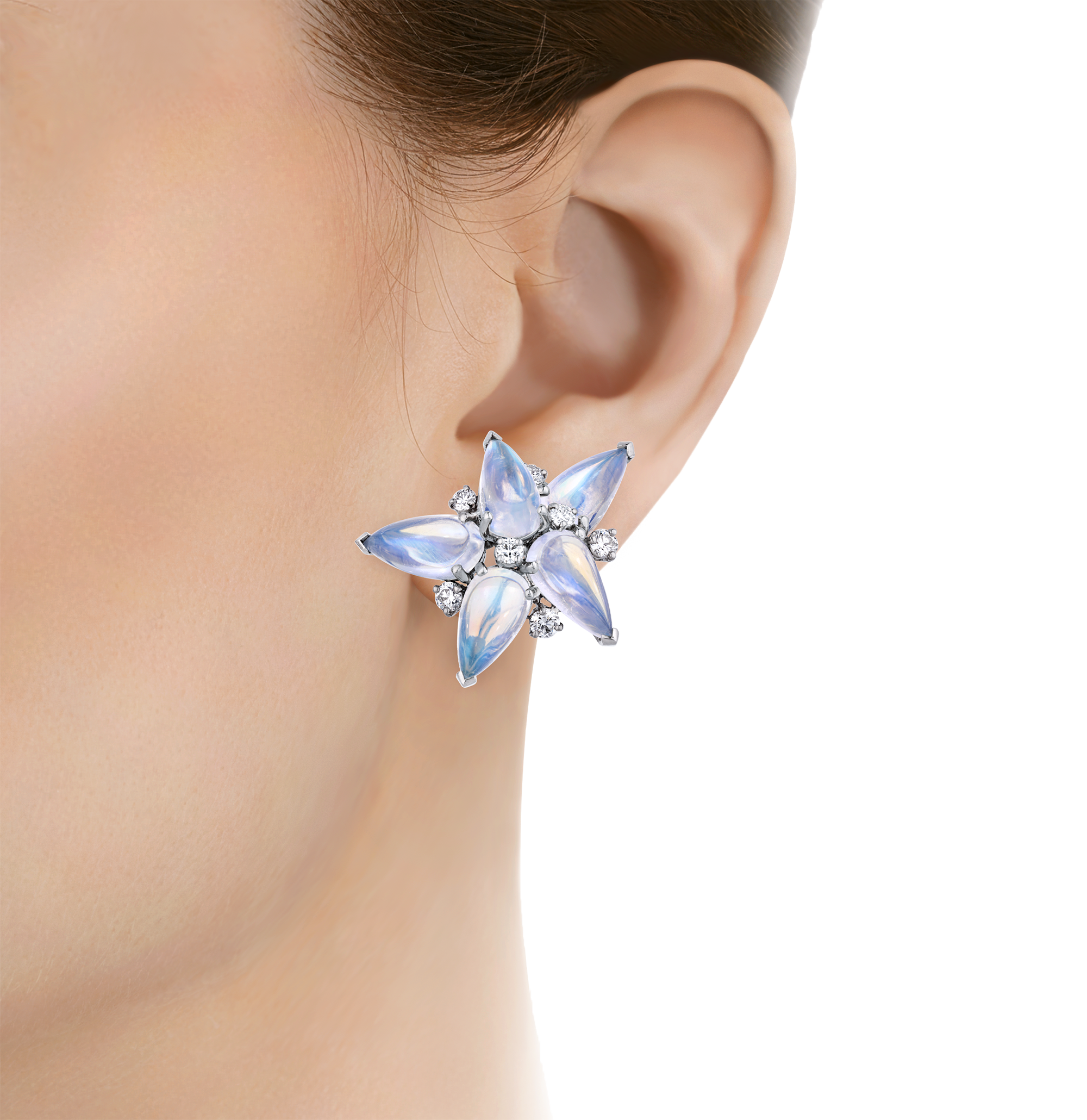 Oscar Heyman Moonstone Earrings, 34.68 carats