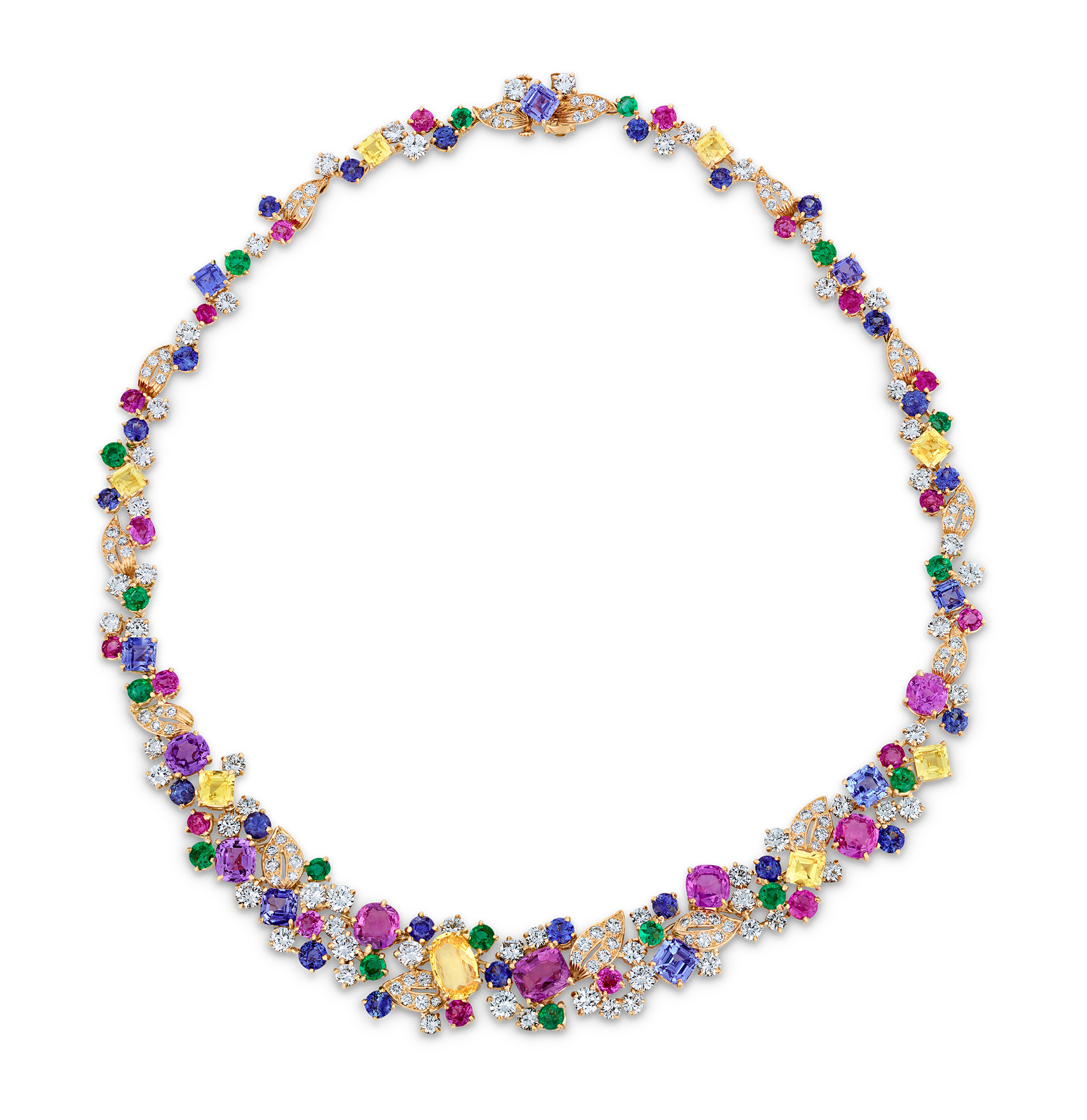 Oscar Heyman Sapphire, Emerald, Ruby and Diamond Necklace