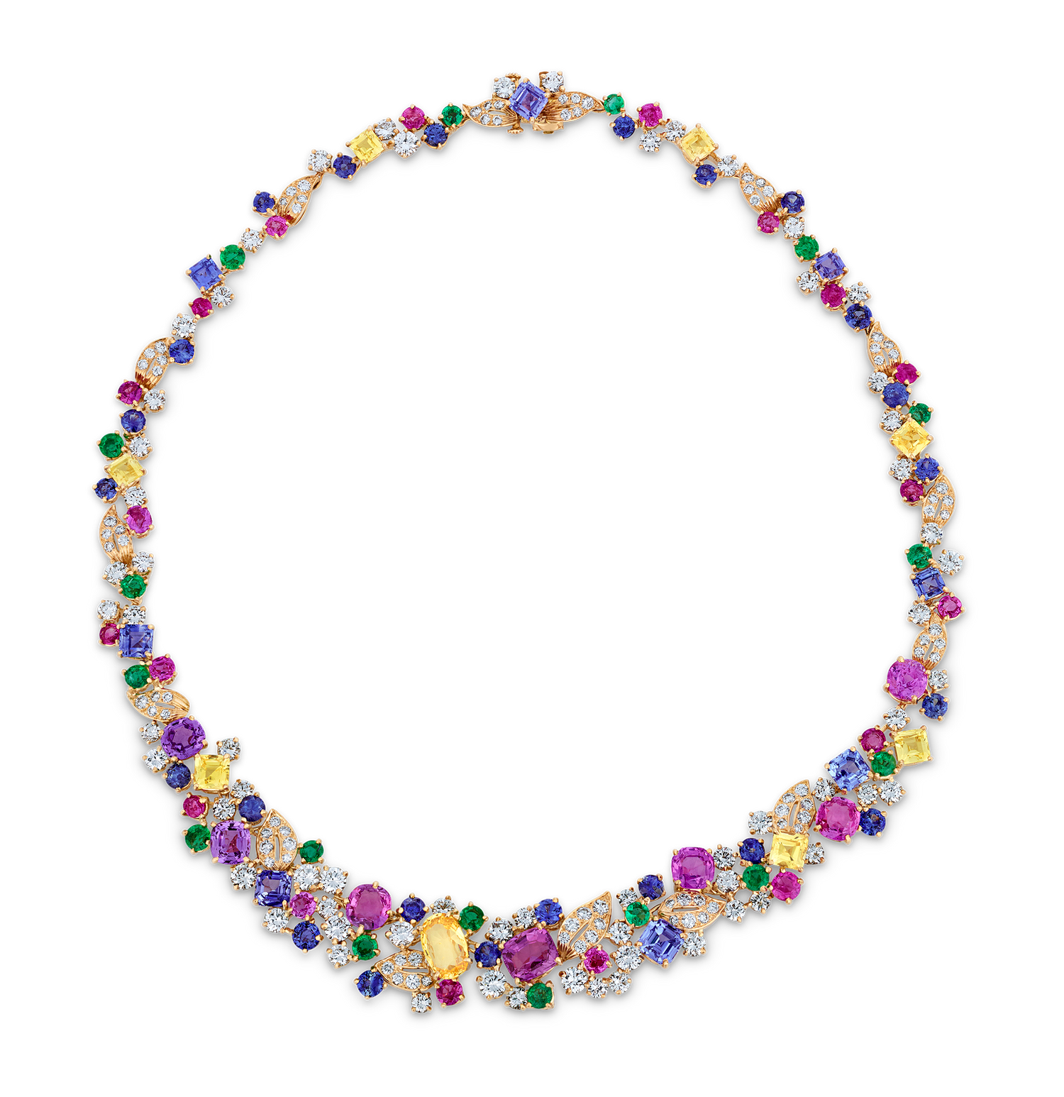 Oscar Heyman Sapphire, Emerald, Ruby and Diamond Necklace