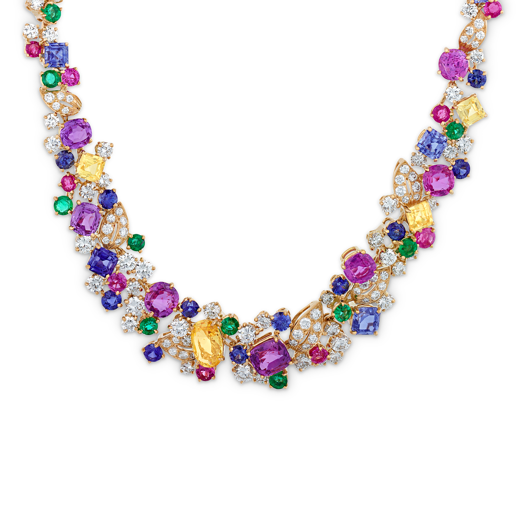 Oscar Heyman Sapphire, Emerald, Ruby and Diamond Necklace