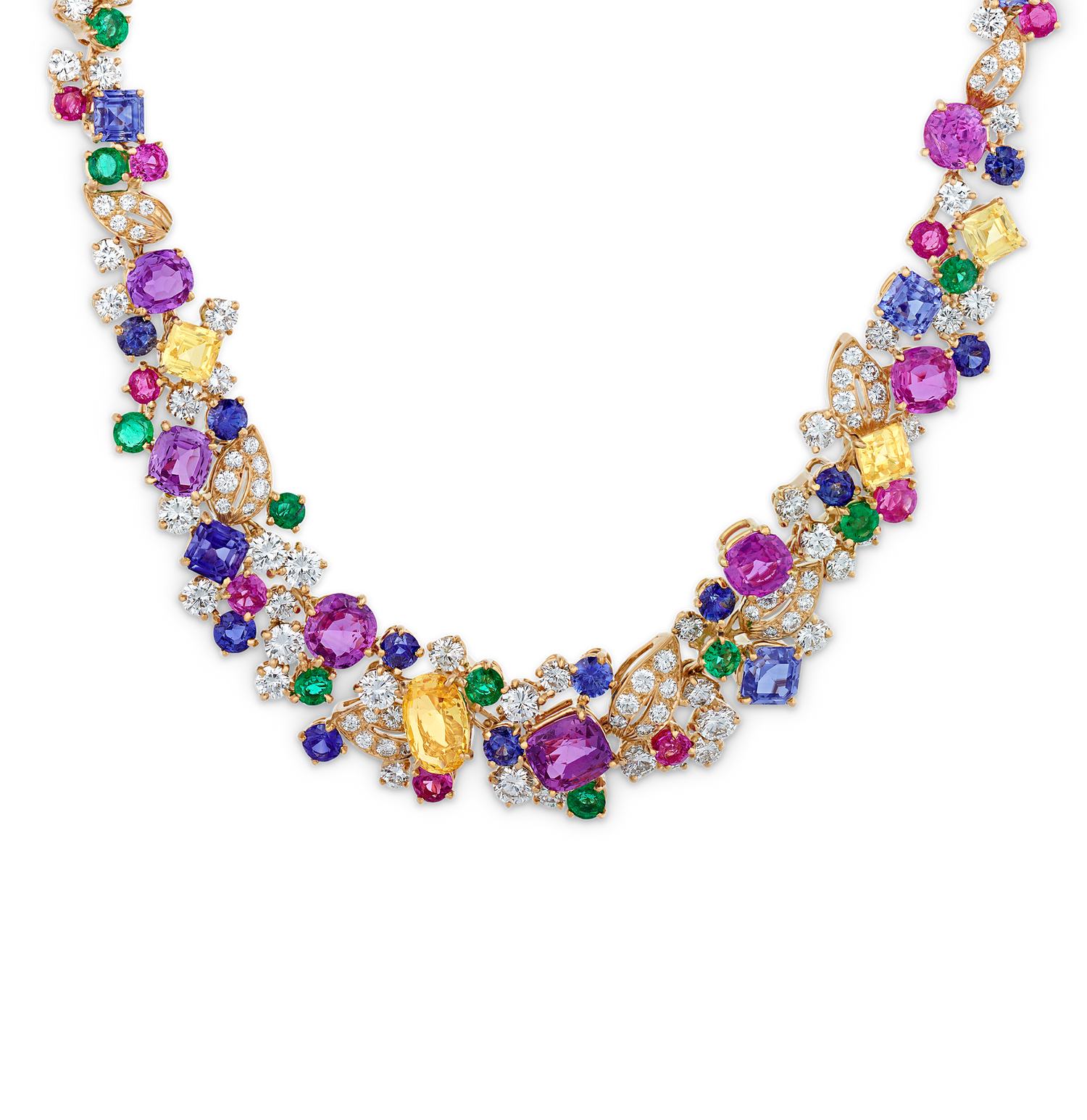 Oscar Heyman Sapphire, Emerald, Ruby and Diamond Necklace