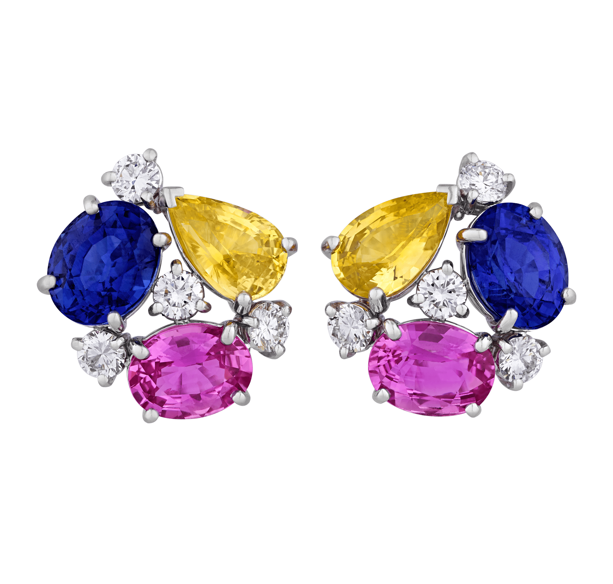 Oscar Heyman Multicolor Sapphire Earrings