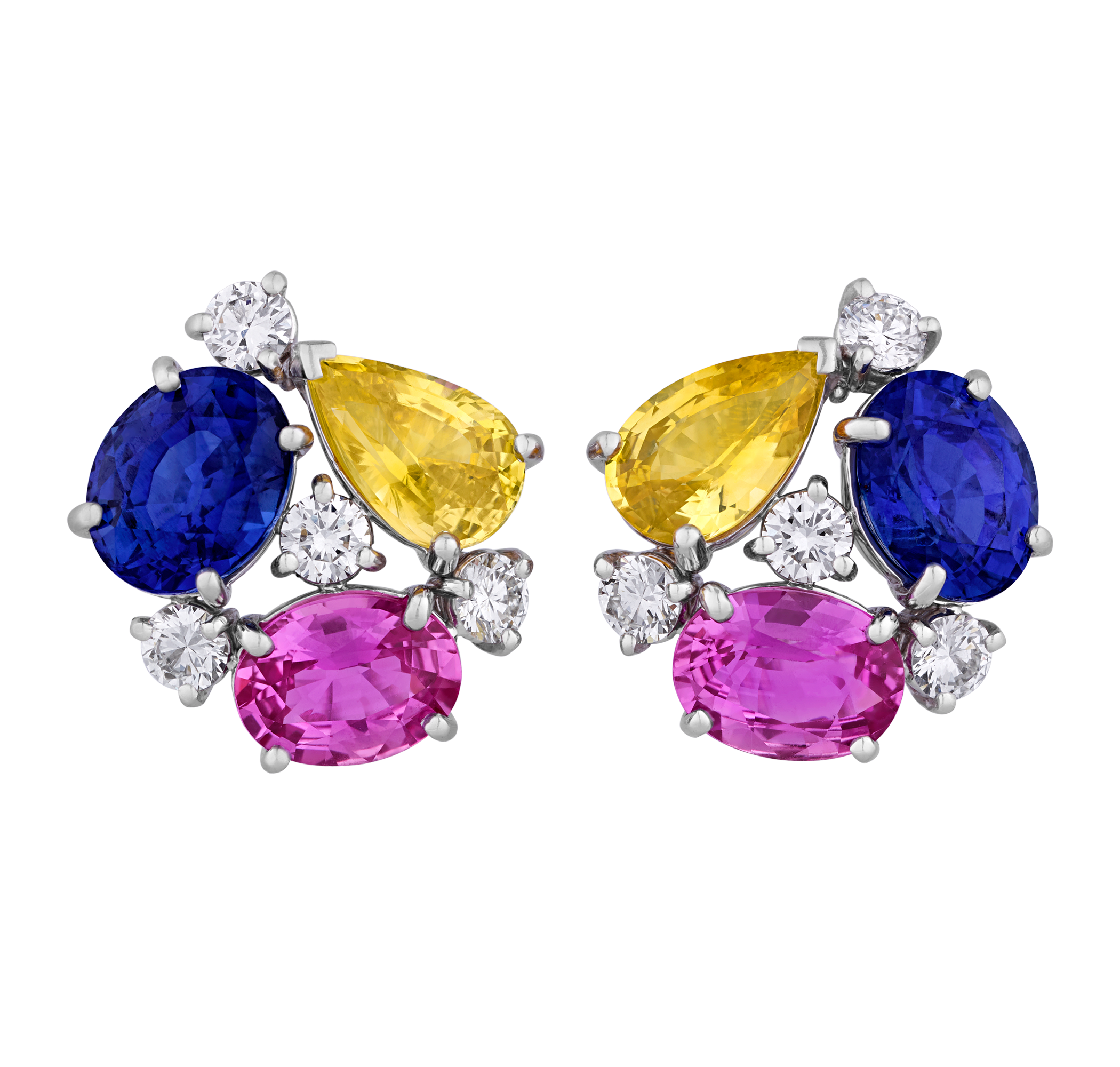 Oscar Heyman Multicolor Sapphire Earrings