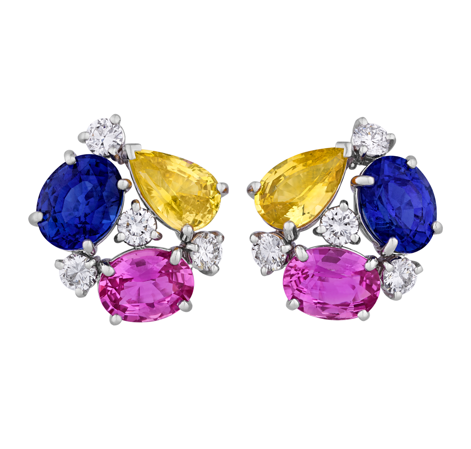 Oscar Heyman Multicolor Sapphire Earrings