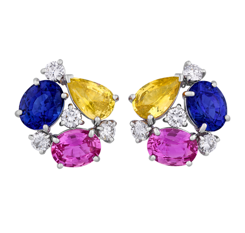 Oscar Heyman Multicolor Sapphire Earrings