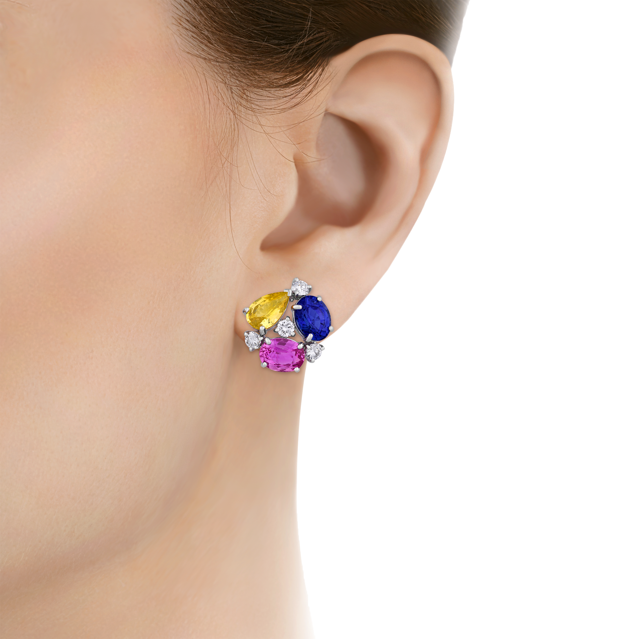 Oscar Heyman Multicolor Sapphire Earrings