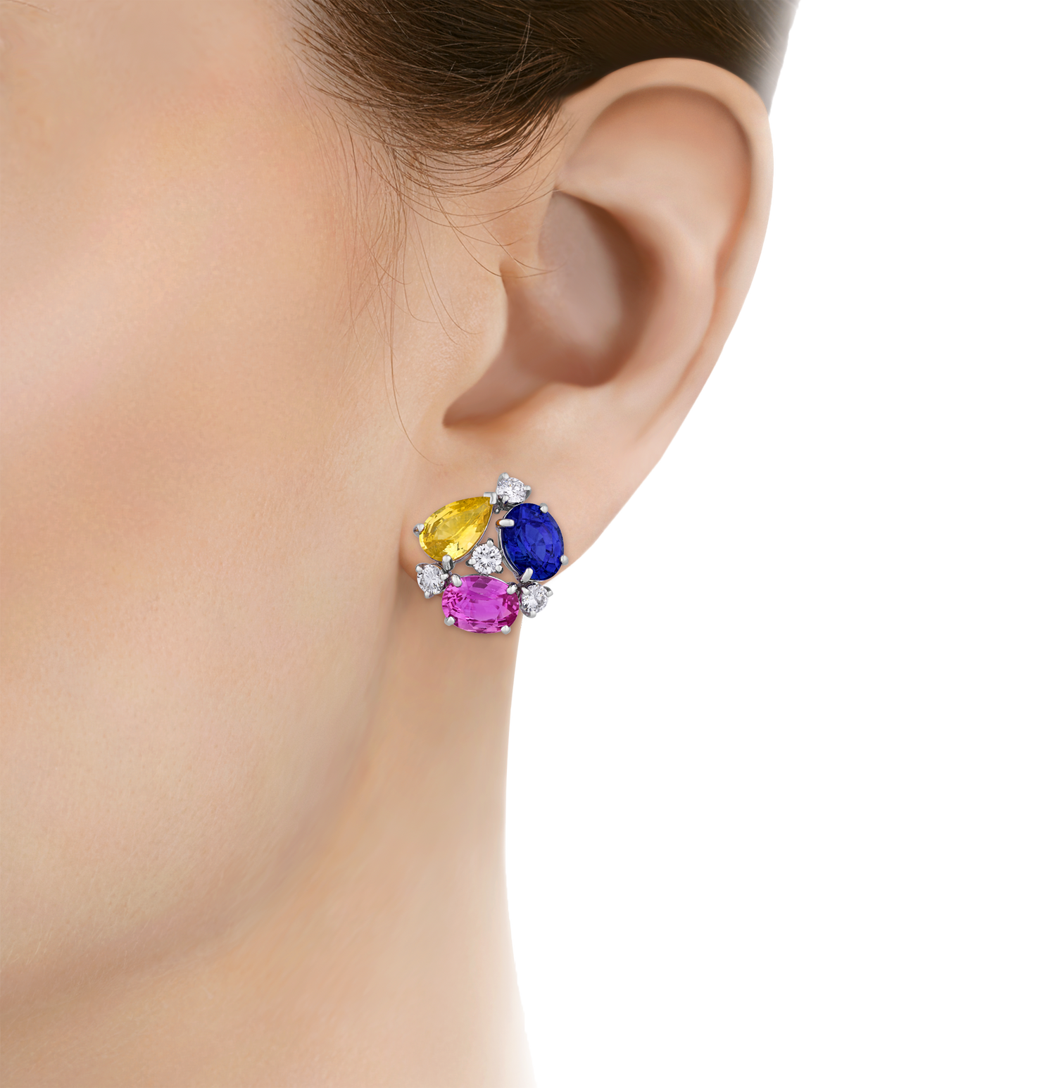 Oscar Heyman Multicolor Sapphire Earrings