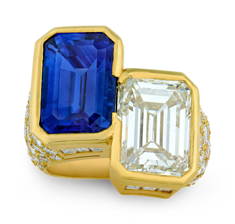 Cartier Monture Ceylon Sapphire and Diamond Ring