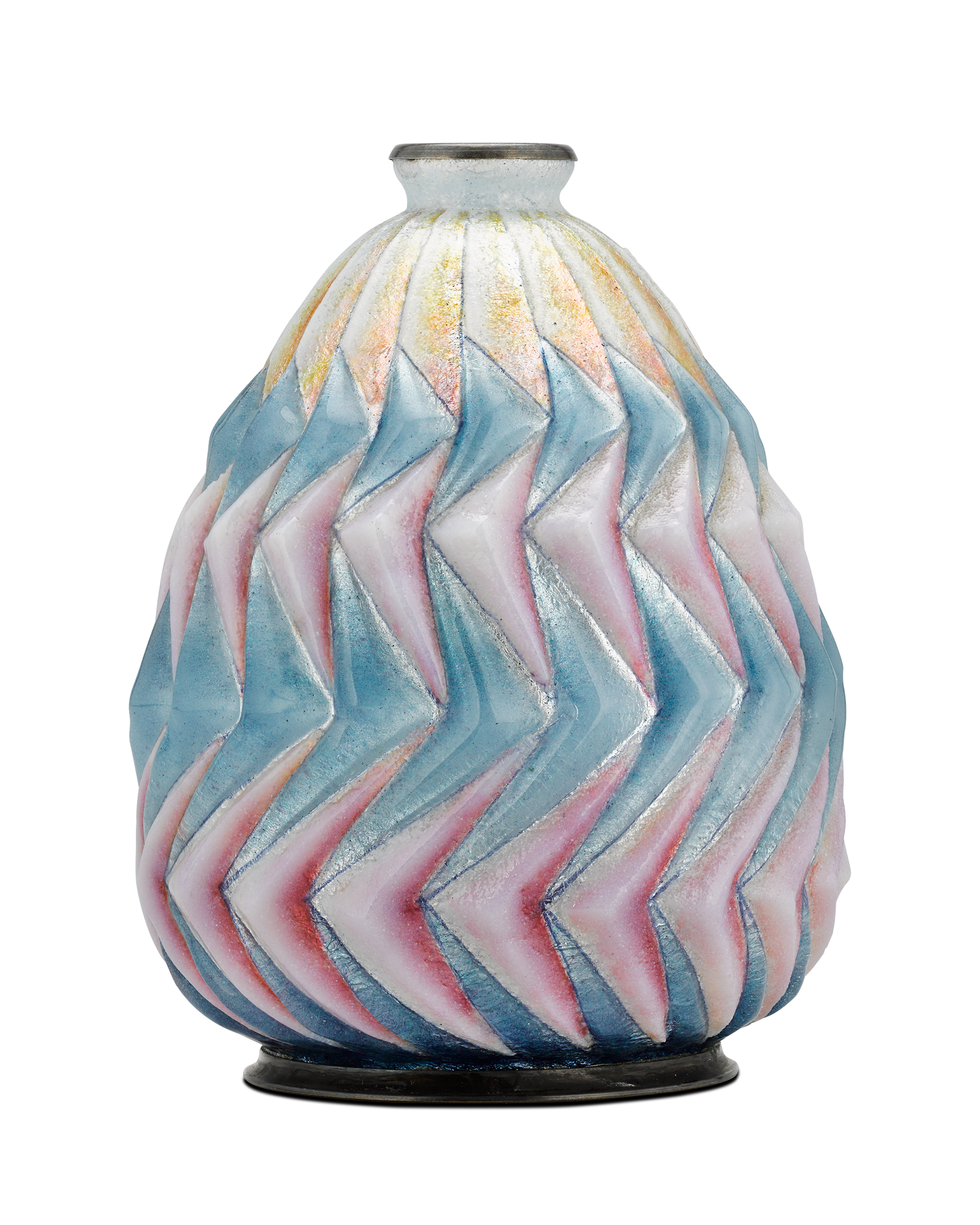 Fan Enamel Vase by Camille Fauré