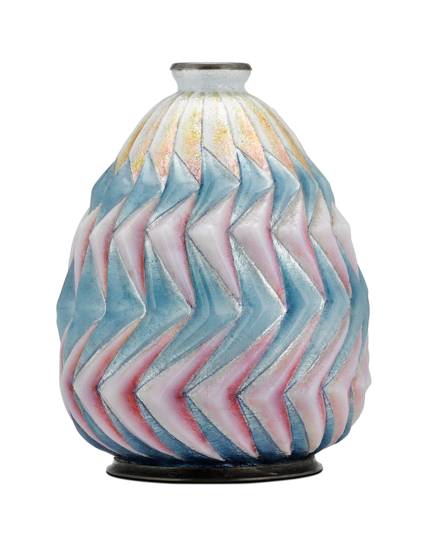 Fan Enamel Vase by Camille Fauré