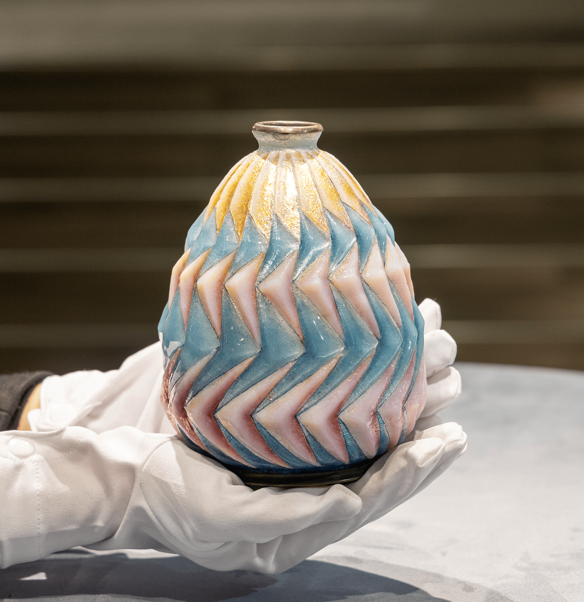 Fan Enamel Vase by Camille Fauré