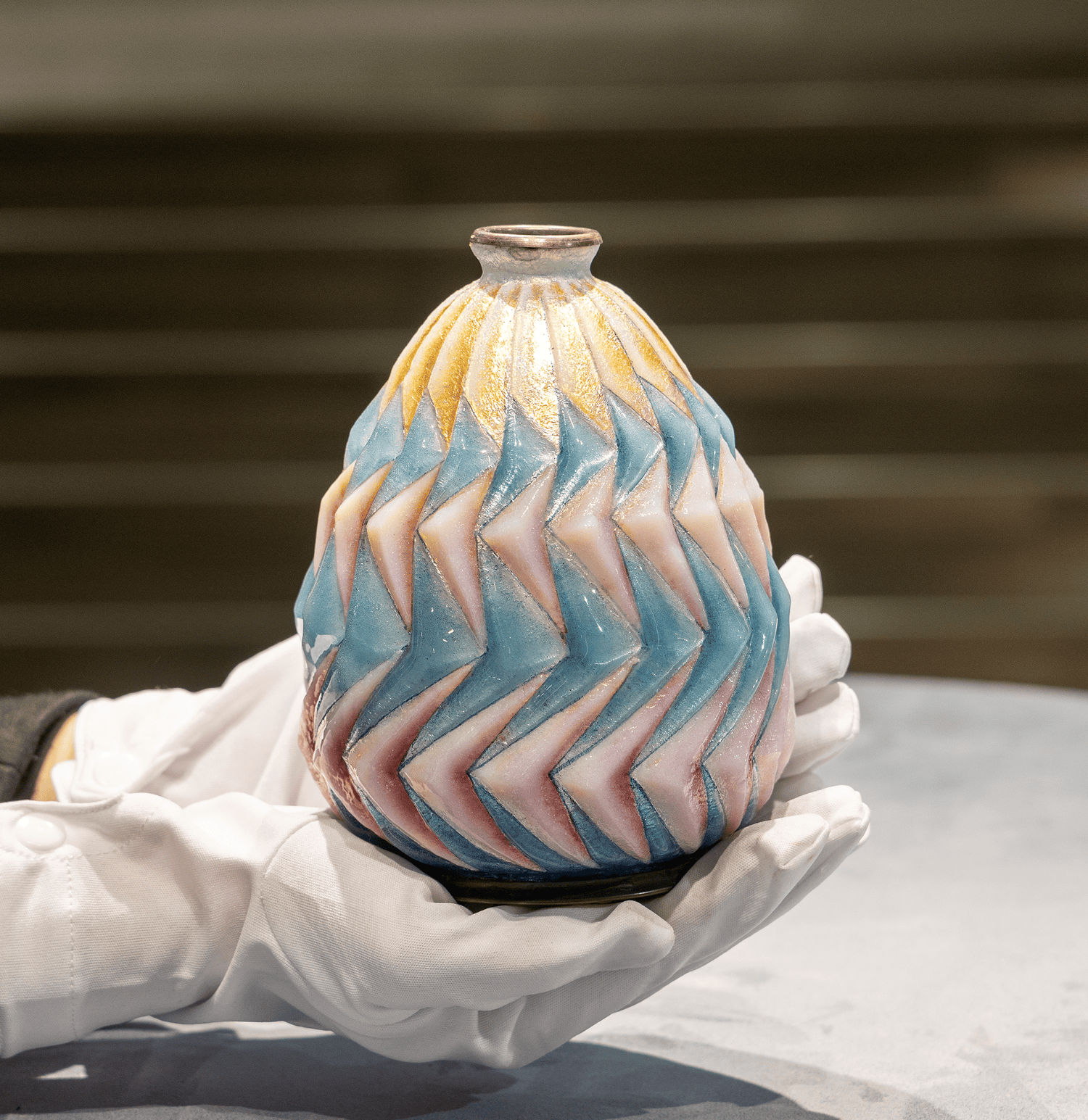 Fan Enamel Vase by Camille Fauré