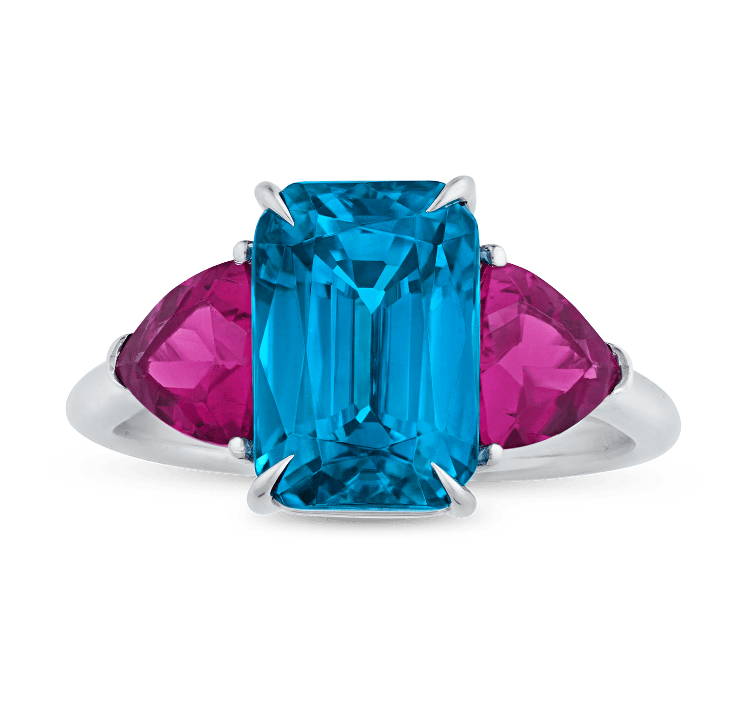 Rebecca Rau Emerald Cut Blue Zircon Ring, 6.76 carats