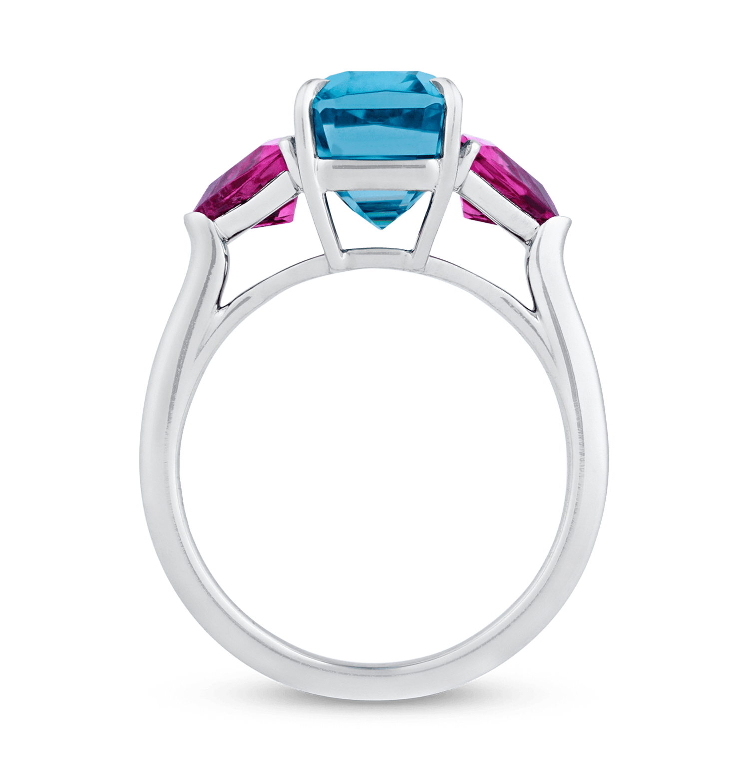 Rebecca Rau Emerald Cut Blue Zircon Ring, 6.76 carats