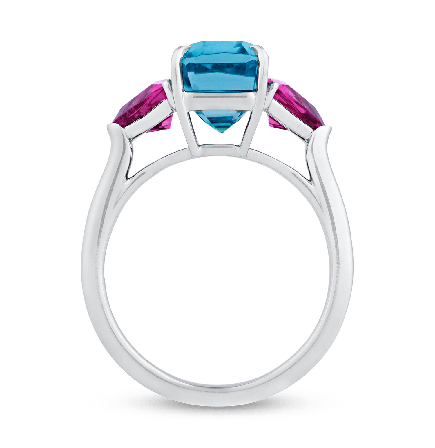 Rebecca Rau Emerald Cut Blue Zircon Ring, 6.76 carats