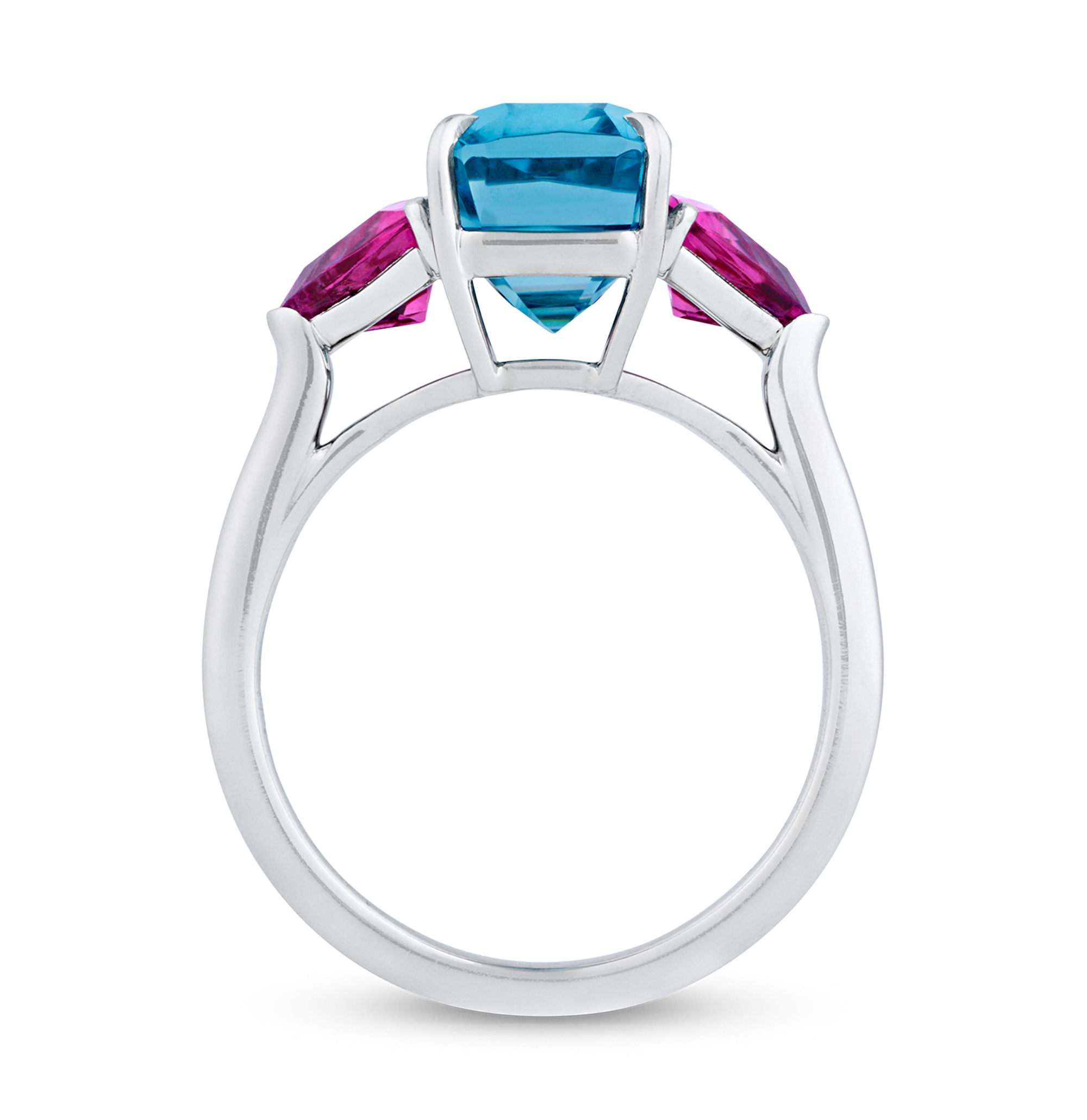 Rebecca Rau Emerald Cut Blue Zircon Ring, 6.76 carats