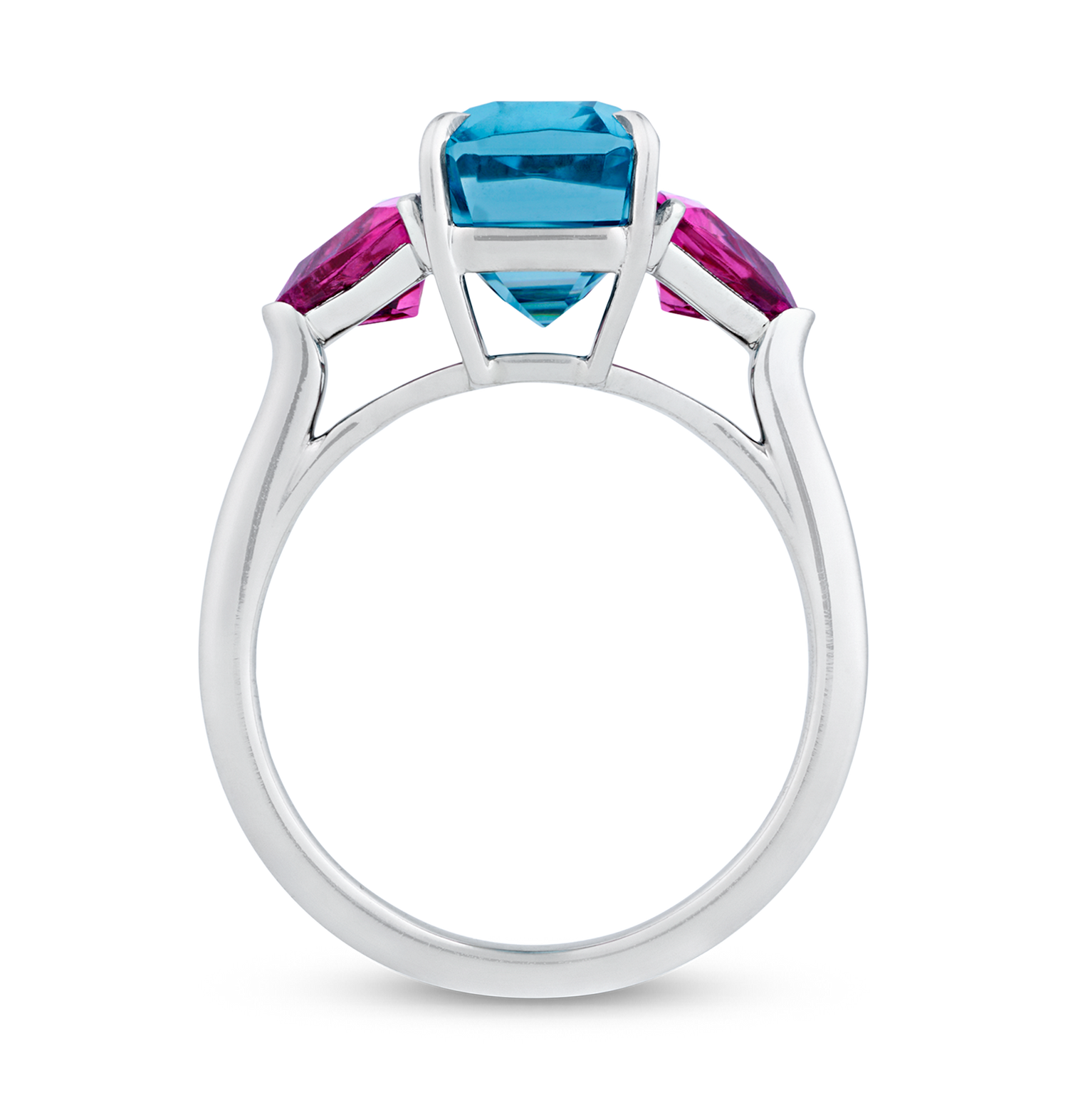 Rebecca Rau Emerald Cut Blue Zircon Ring, 6.76 carats