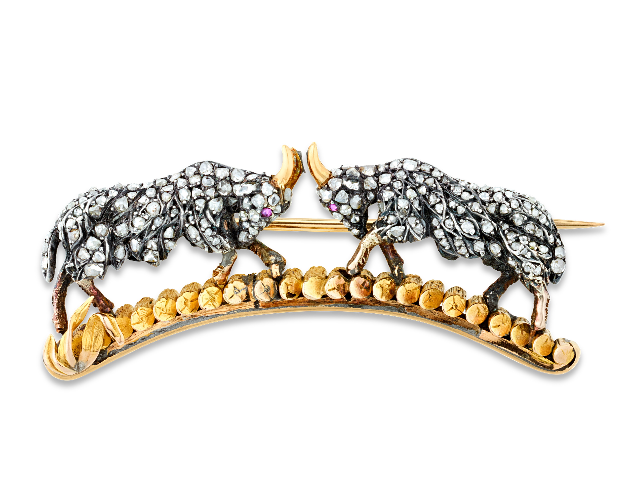 Victorian Diamond Ram Brooch