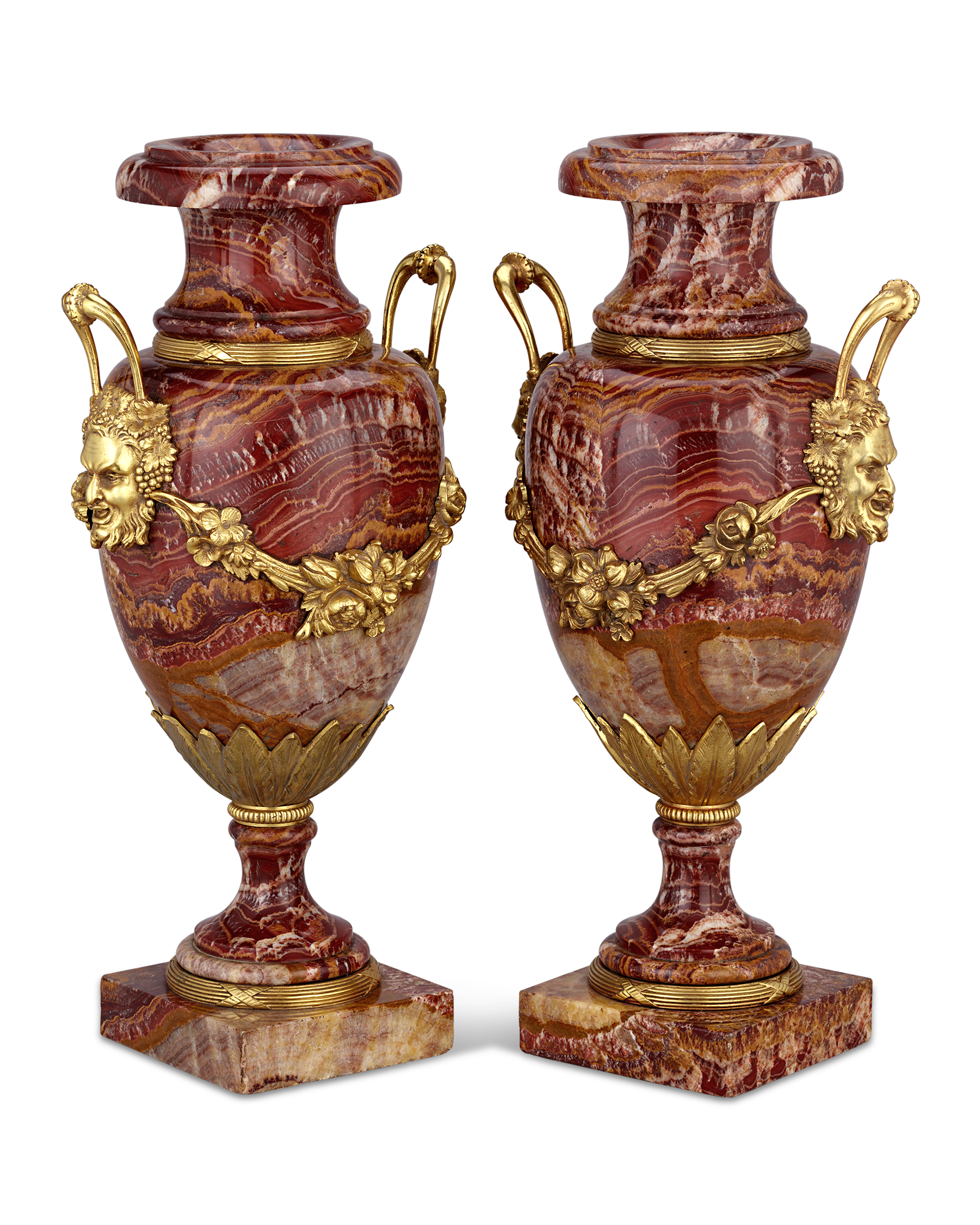 19th-Century Alabastro a Pecorella Gilt Vases