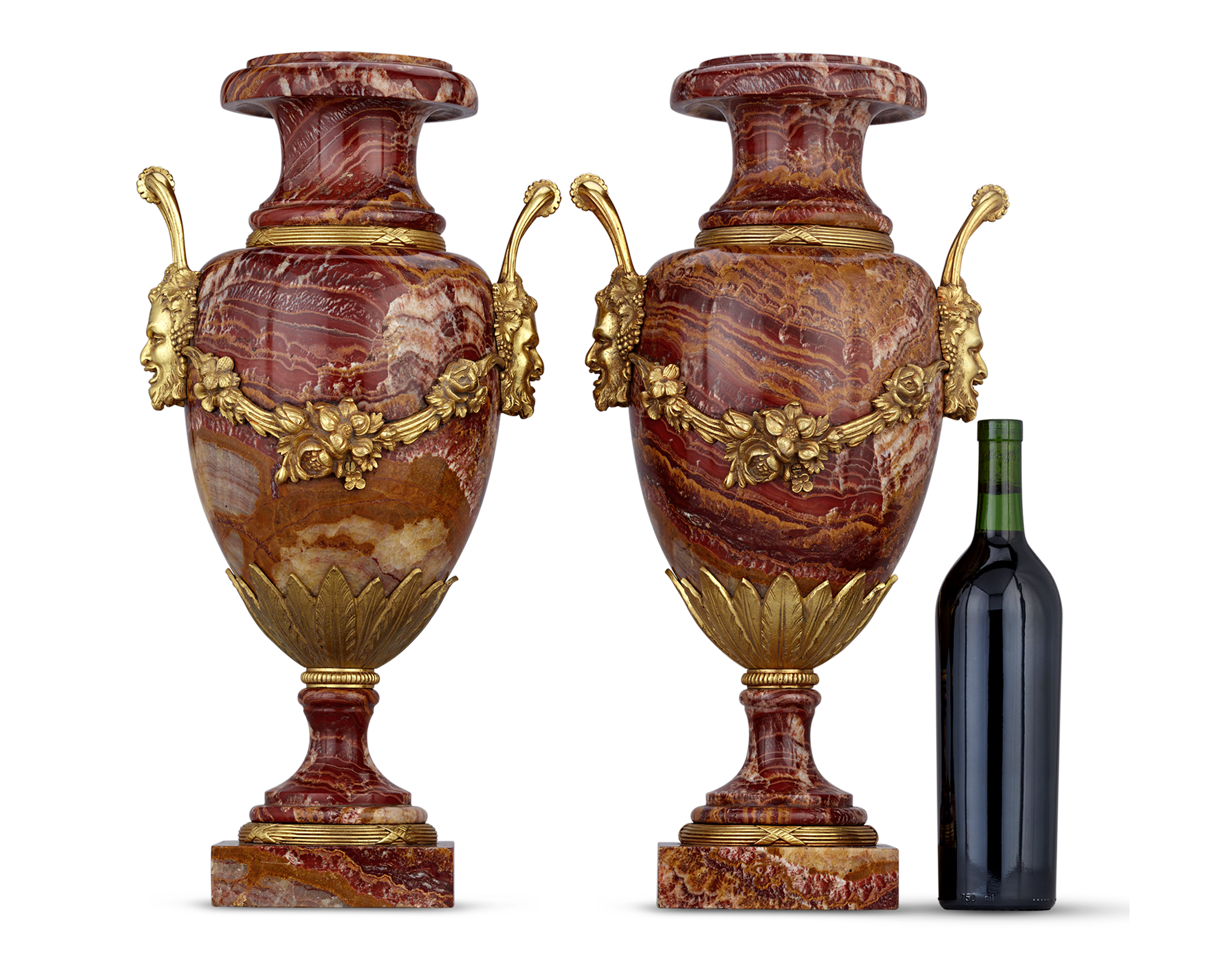 19th-Century Alabastro a Pecorella Gilt Vases