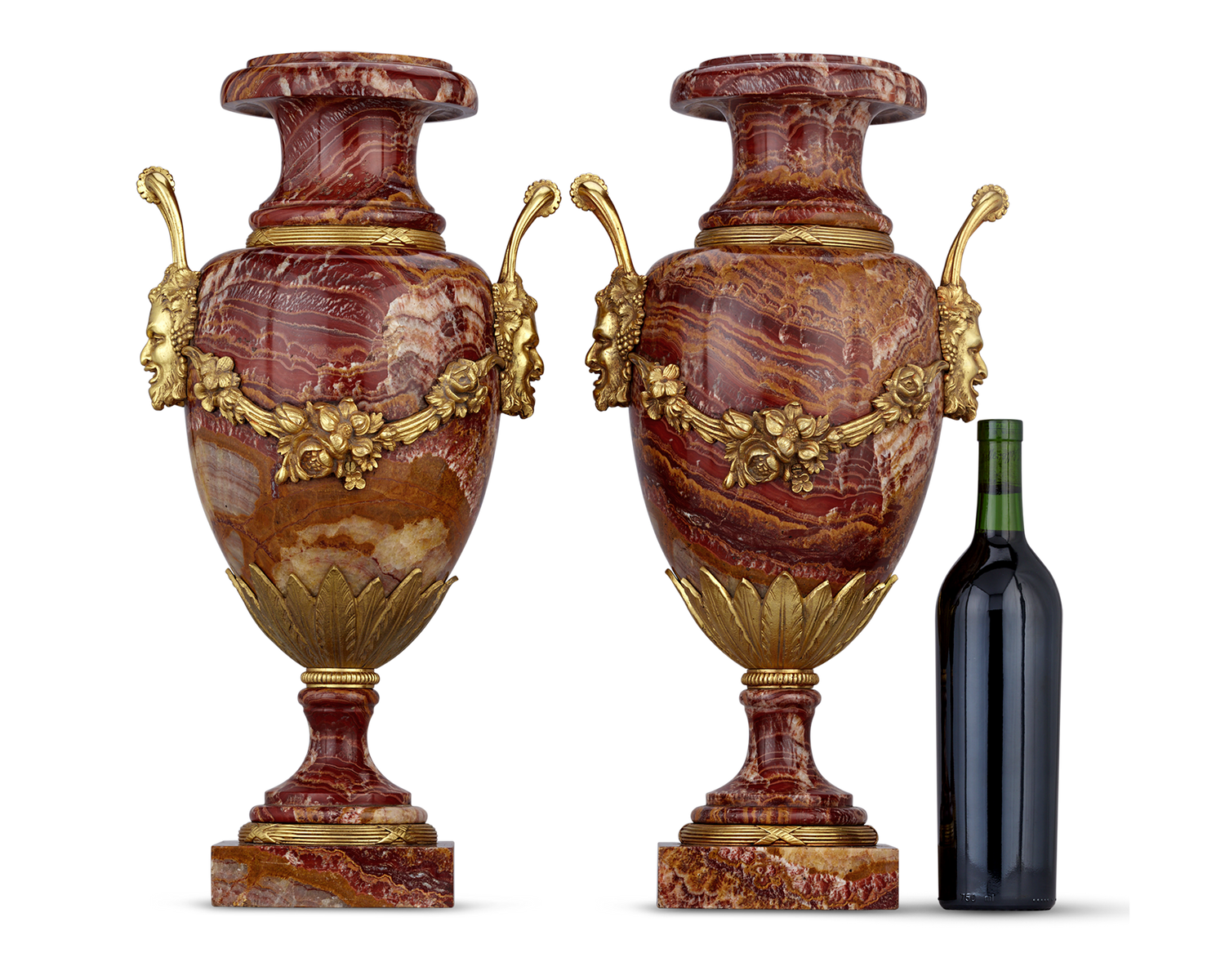 19th-Century Alabastro a Pecorella Gilt Vases